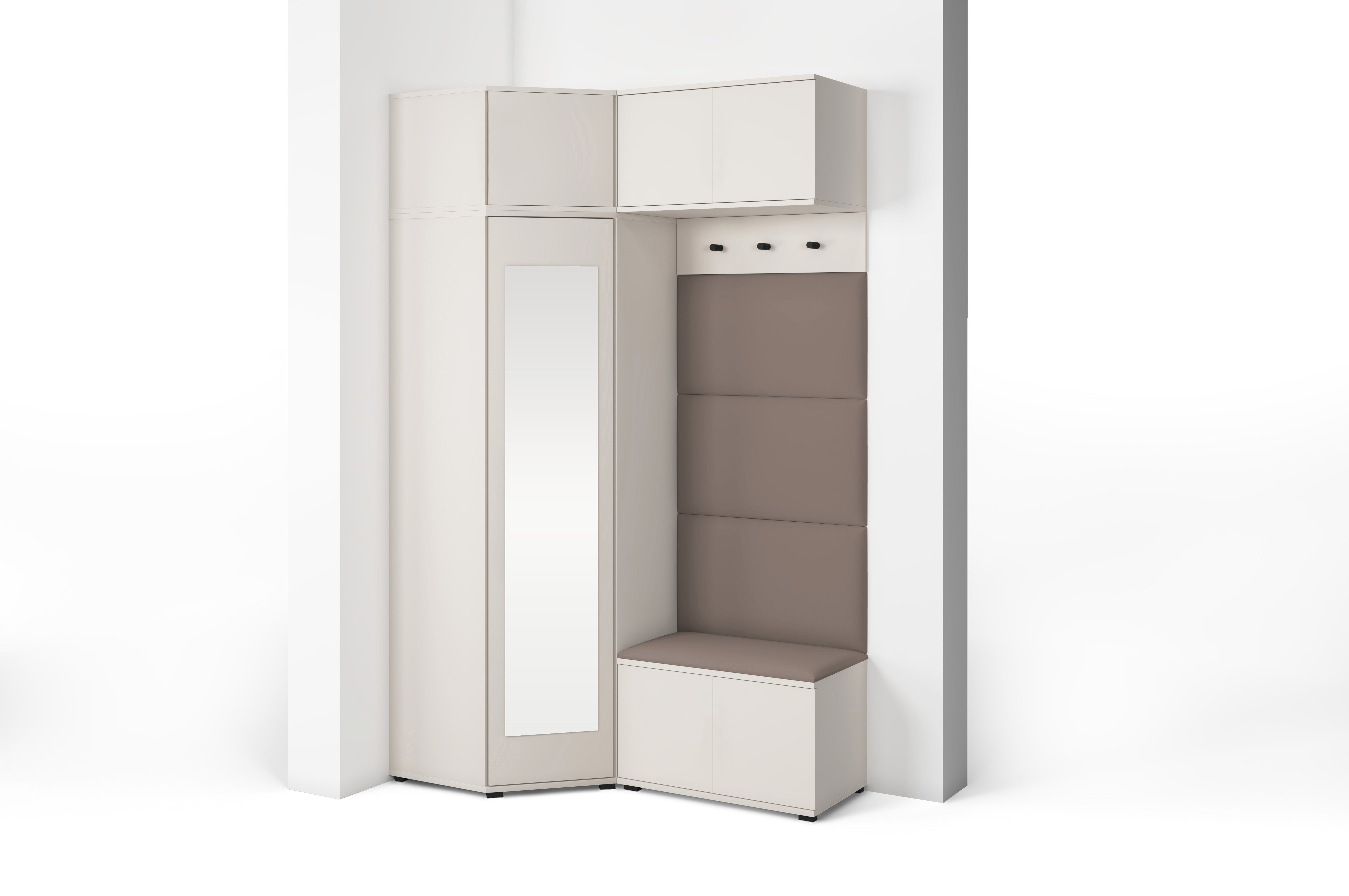 PK Bianco 19 Hallway Wardrobe Set - Upholstered Panels in Various Colours