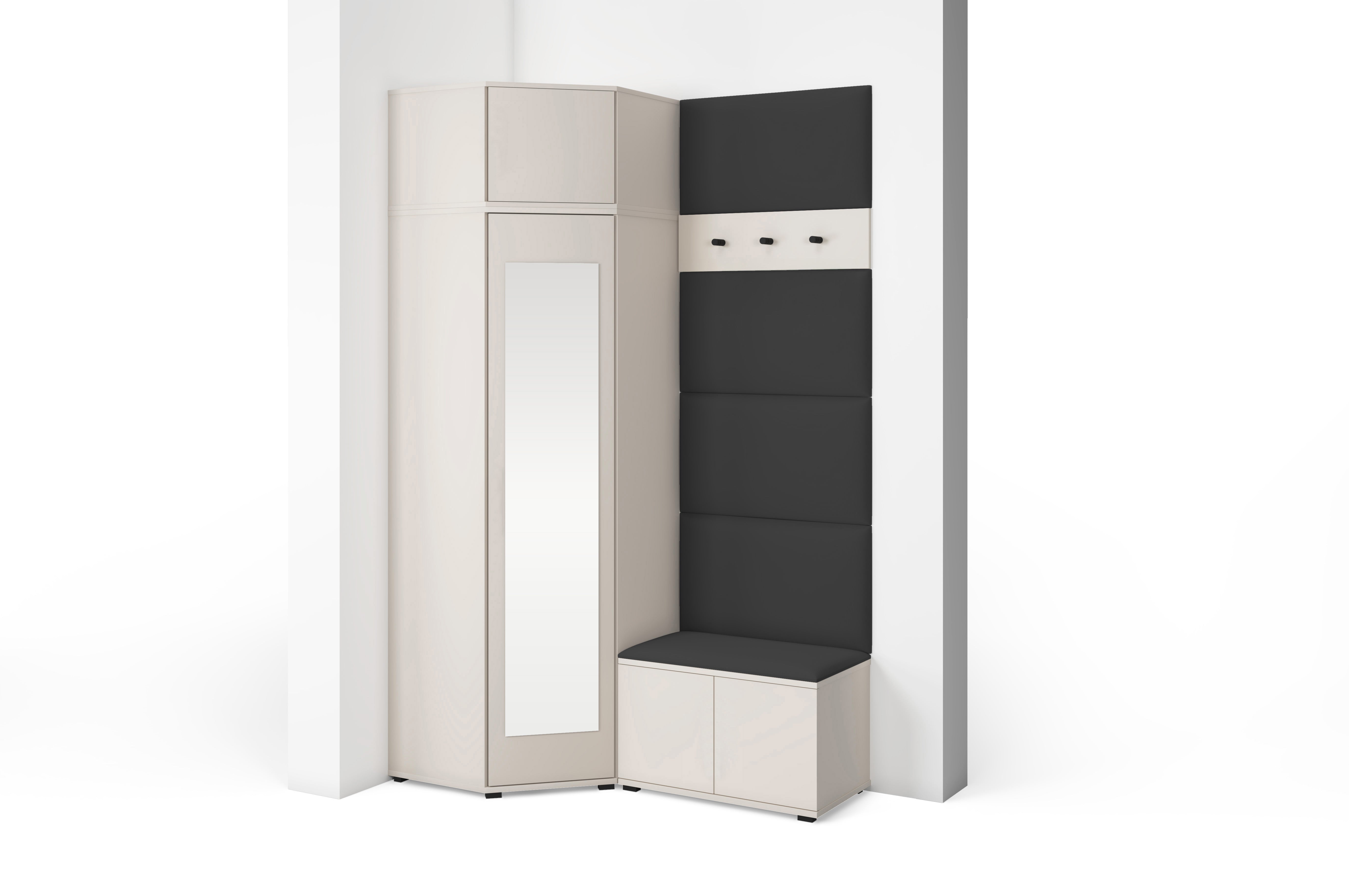 PK Bianco 18 Hallway Wardrobe Set - Upholstered Panels in Various Colours