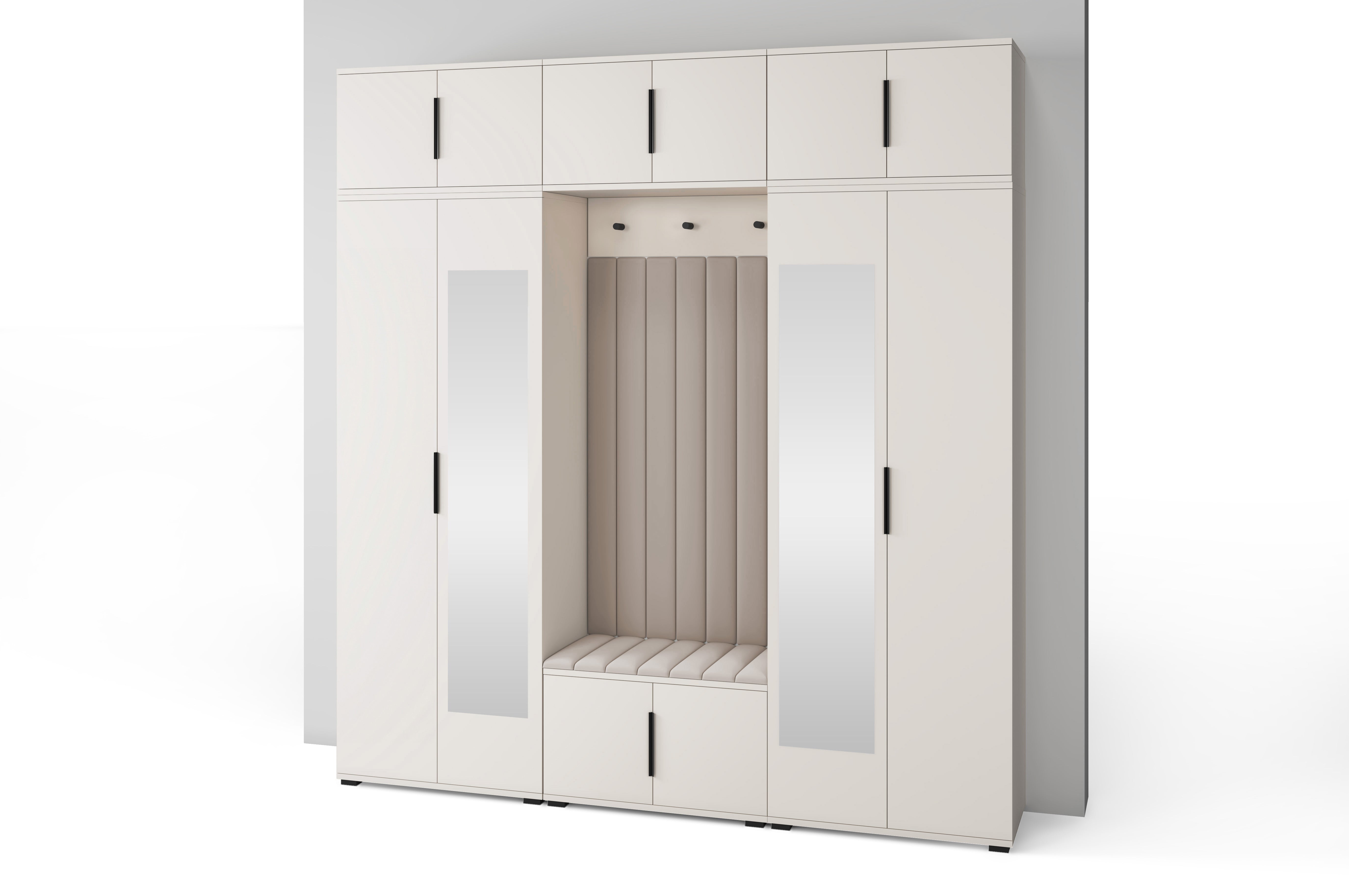 PK Bianco 12 Hallway Wardrobe Set - Upholstered Panels in Various Colours