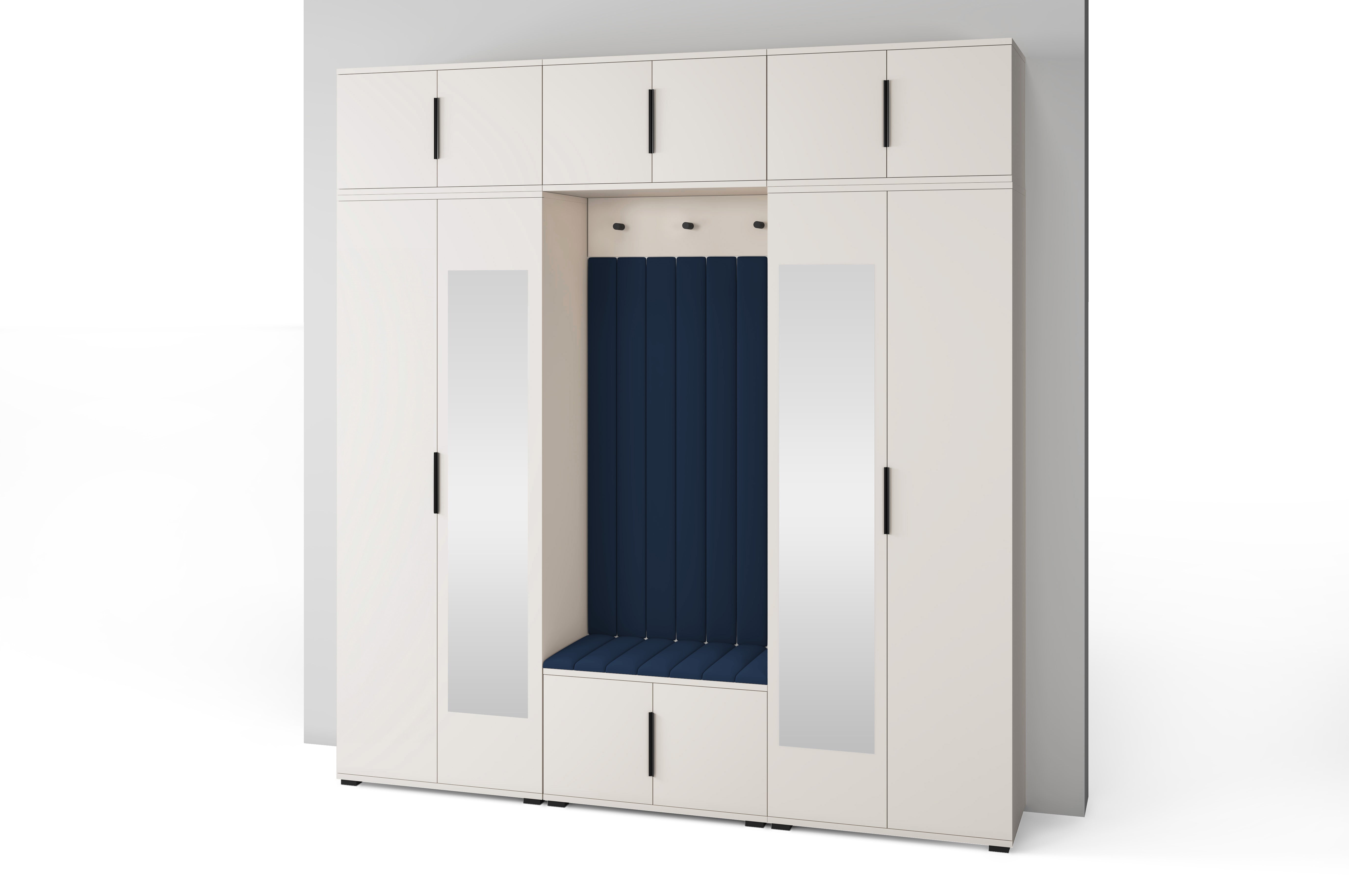PK Bianco 12 Hallway Wardrobe Set - Upholstered Panels in Various Colours