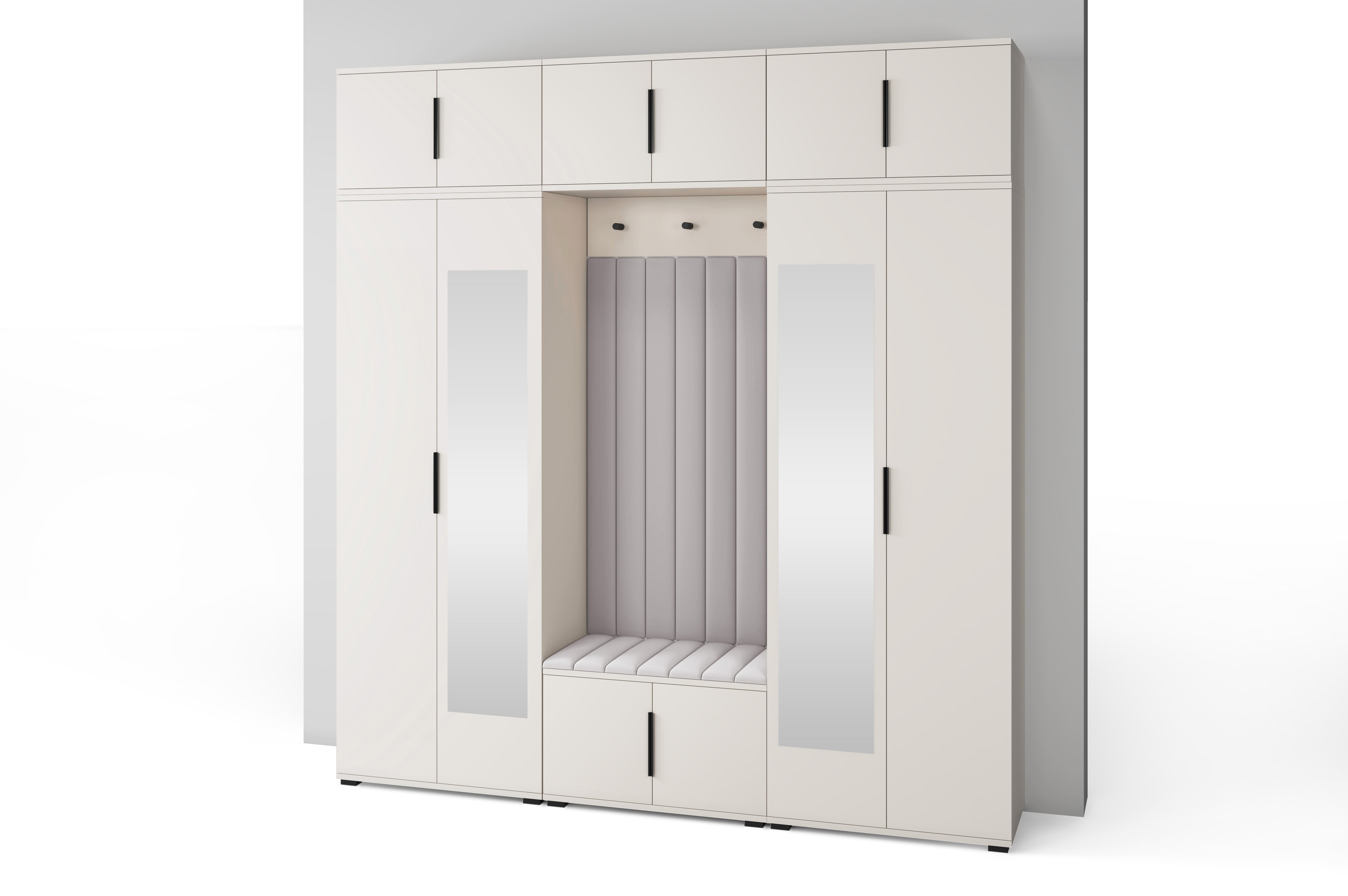 PK Bianco 12 Hallway Wardrobe Set - Upholstered Panels in Various Colours