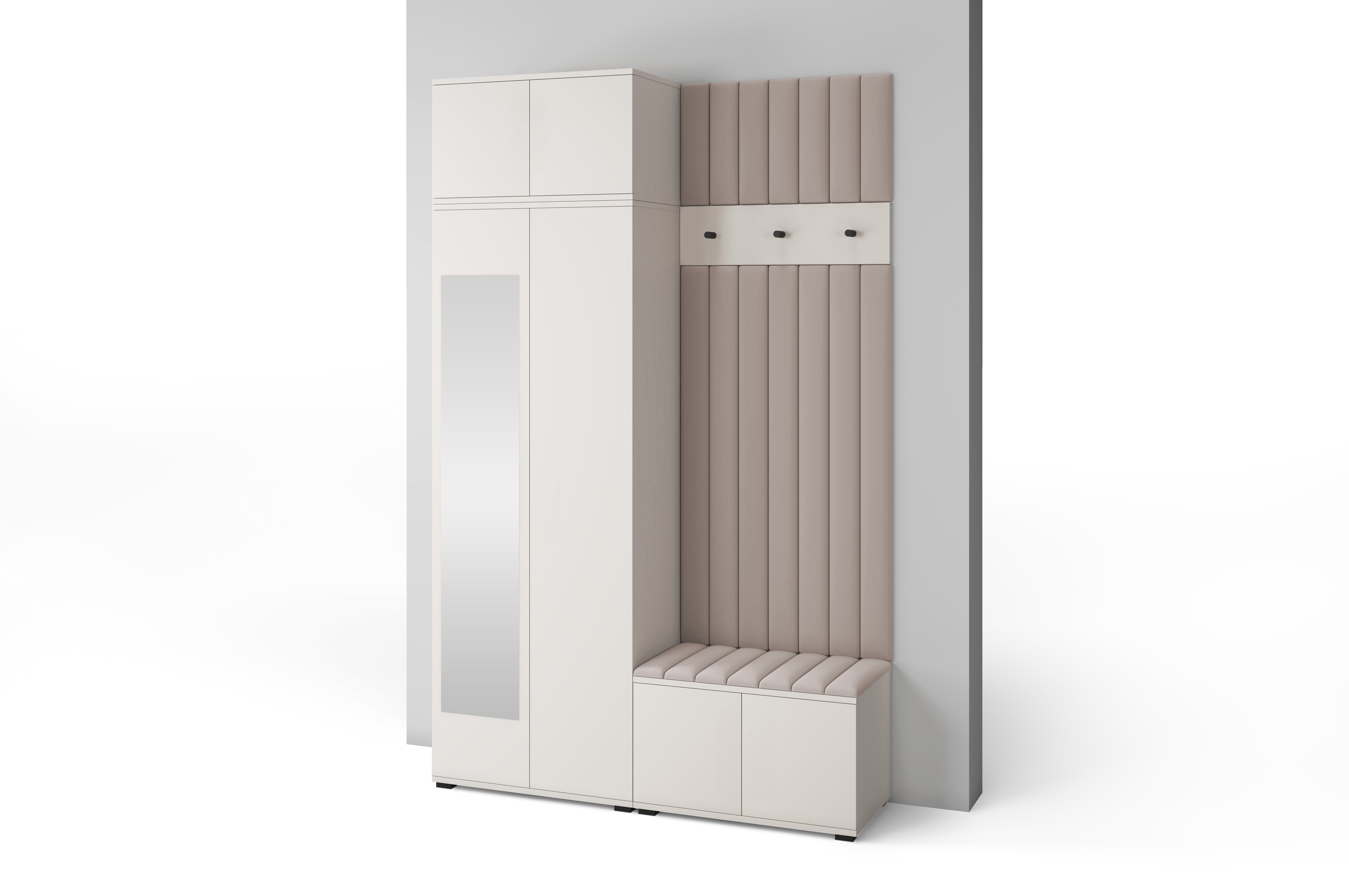 PK Bianco 14 Hallway Wardrobe Set - Upholstered Panels in Various Colours