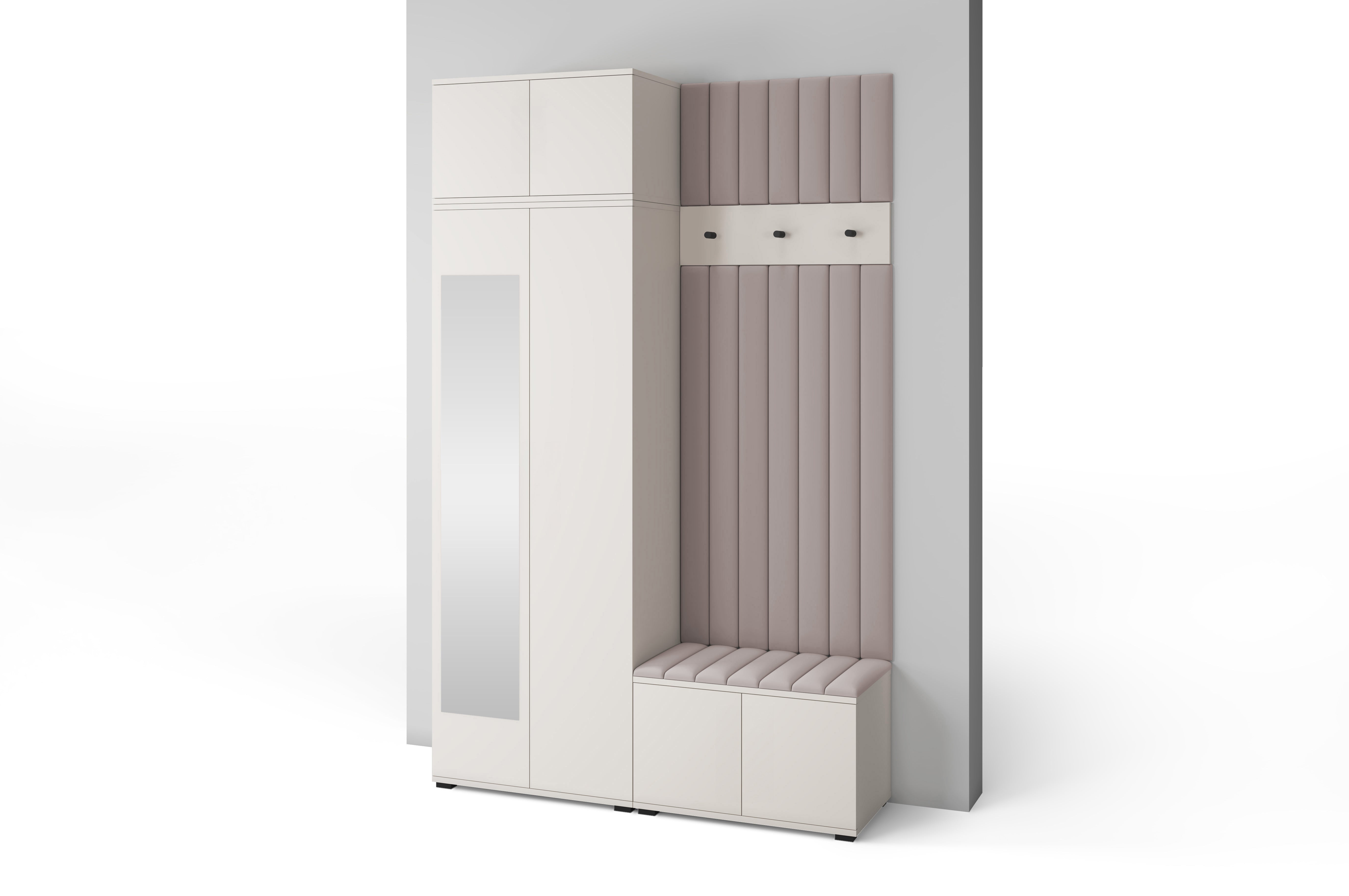 PK Bianco 14 Hallway Wardrobe Set - Upholstered Panels in Various Colours
