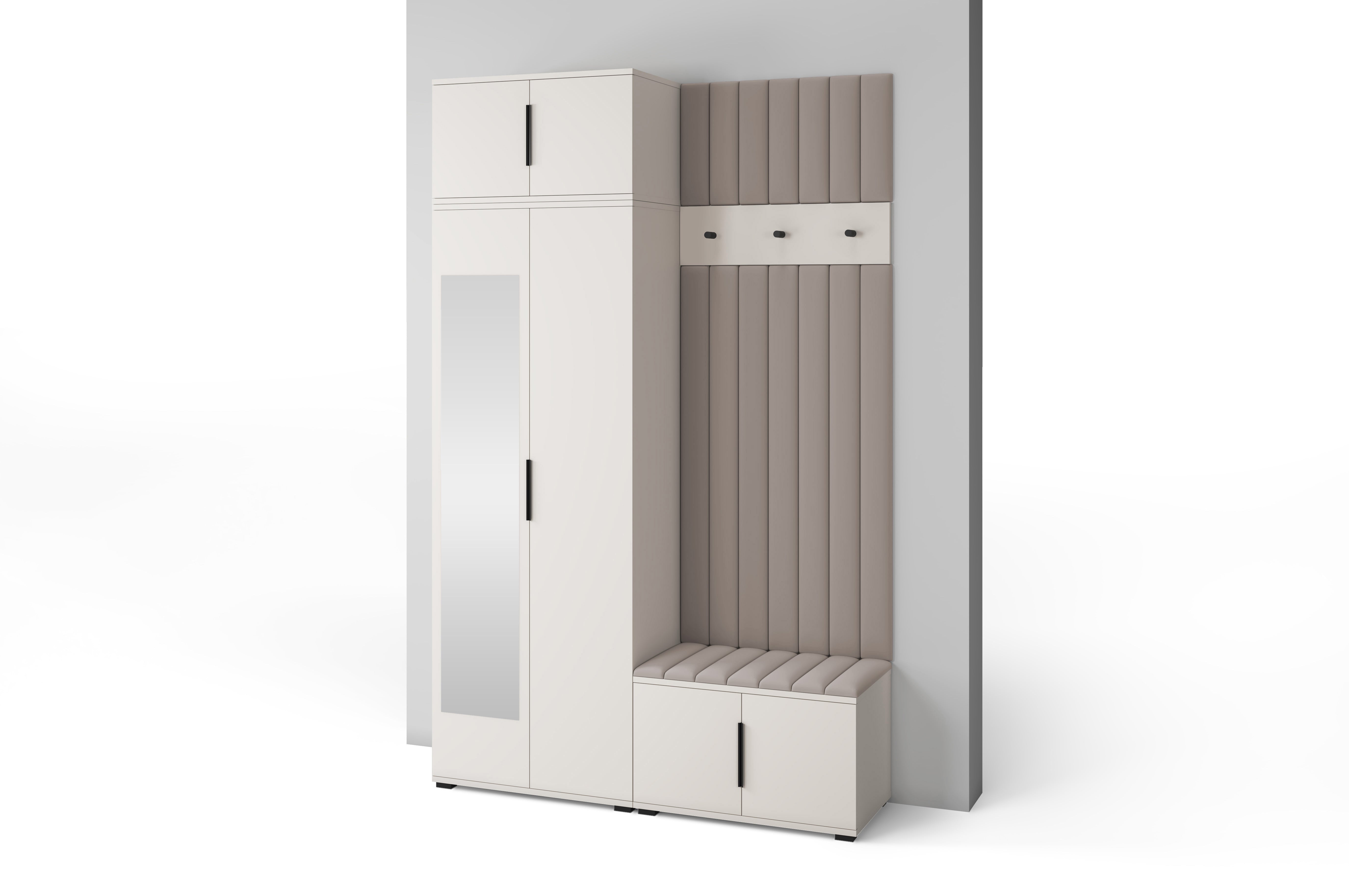PK Bianco 14 Hallway Wardrobe Set - Upholstered Panels in Various Colours