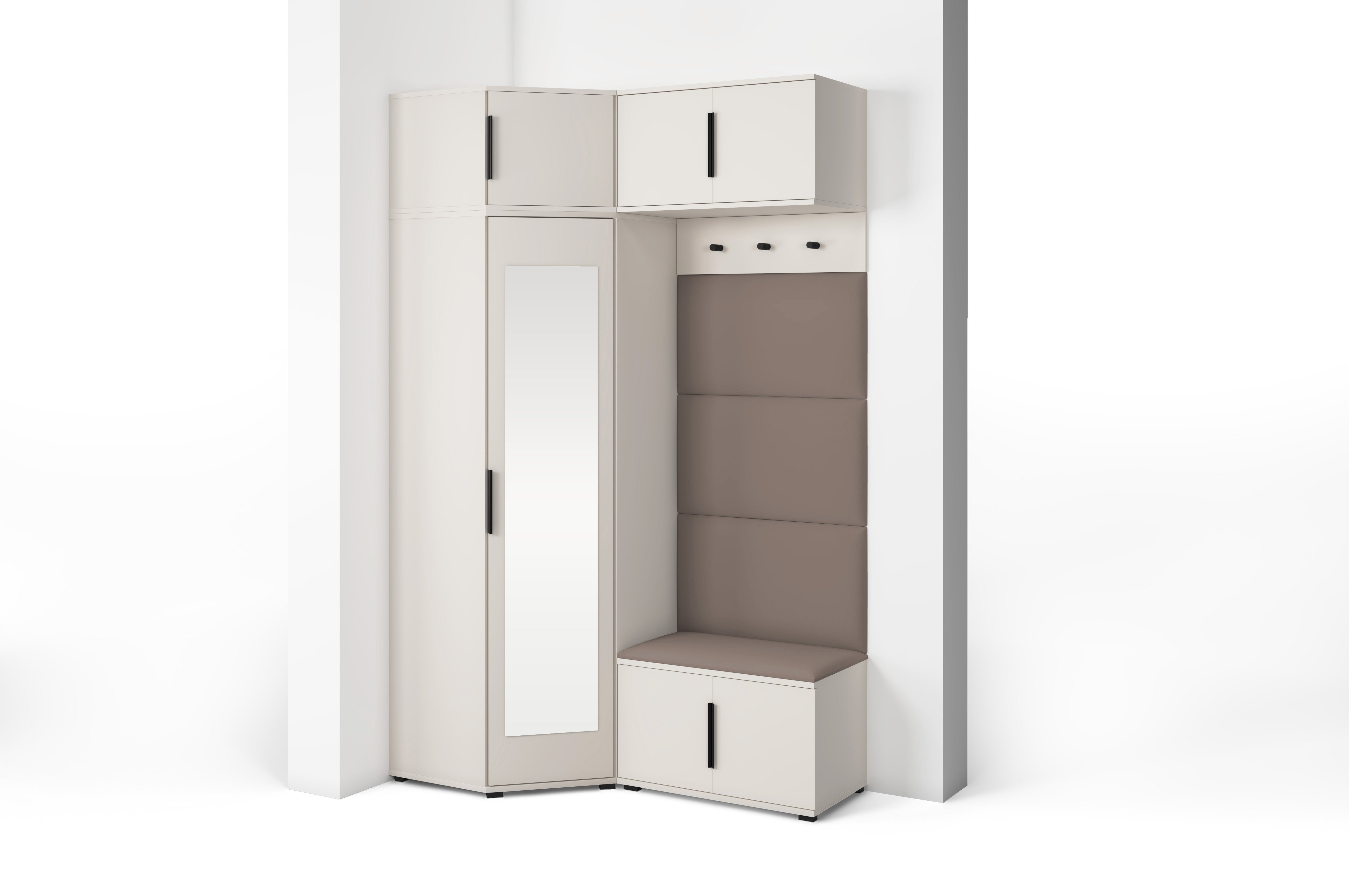 PK Bianco 19 Hallway Wardrobe Set - Upholstered Panels in Various Colours