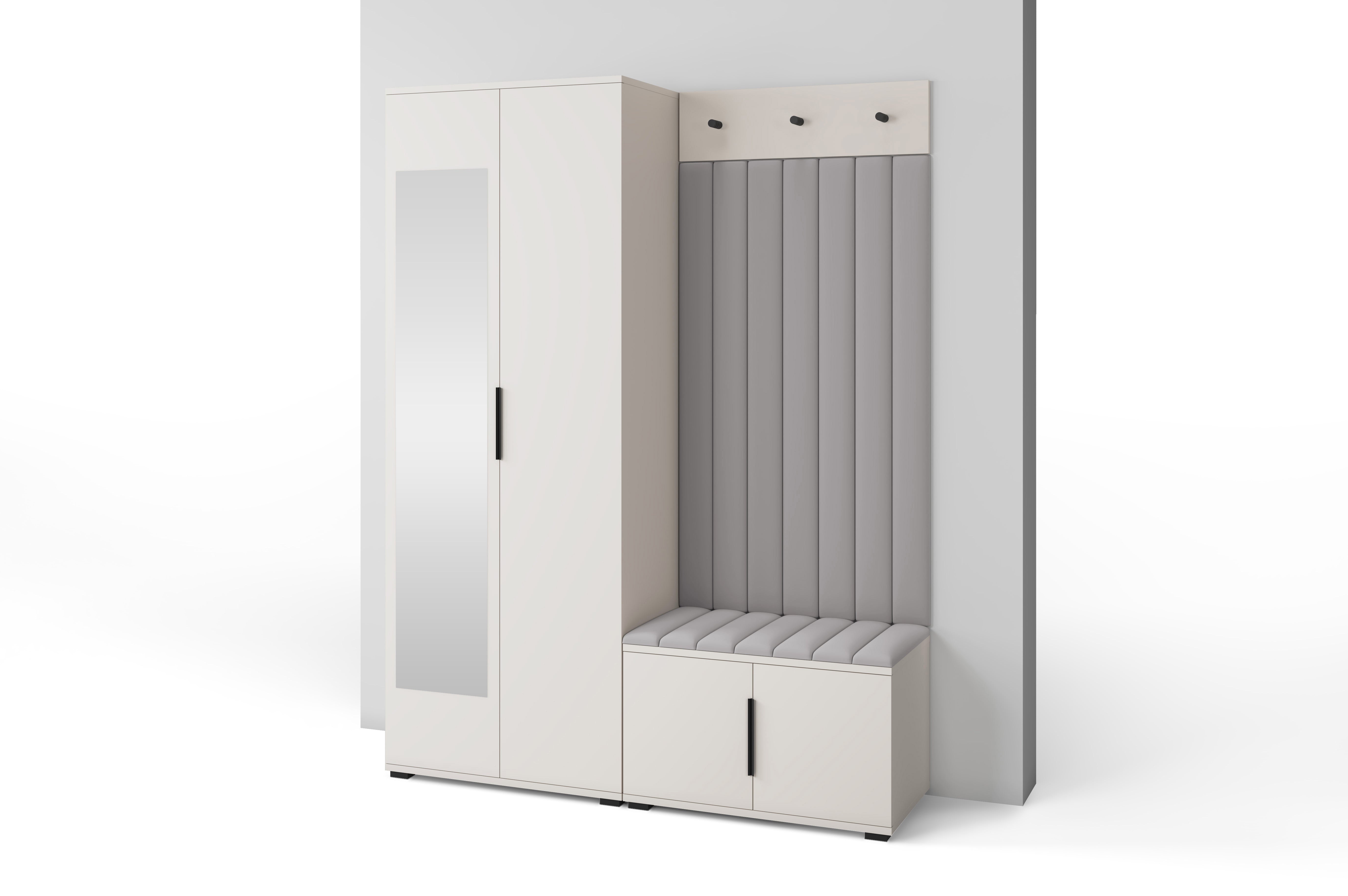 PK Bianco 13 Hallway Wardrobe Set - Upholstered Panels in Various Colours