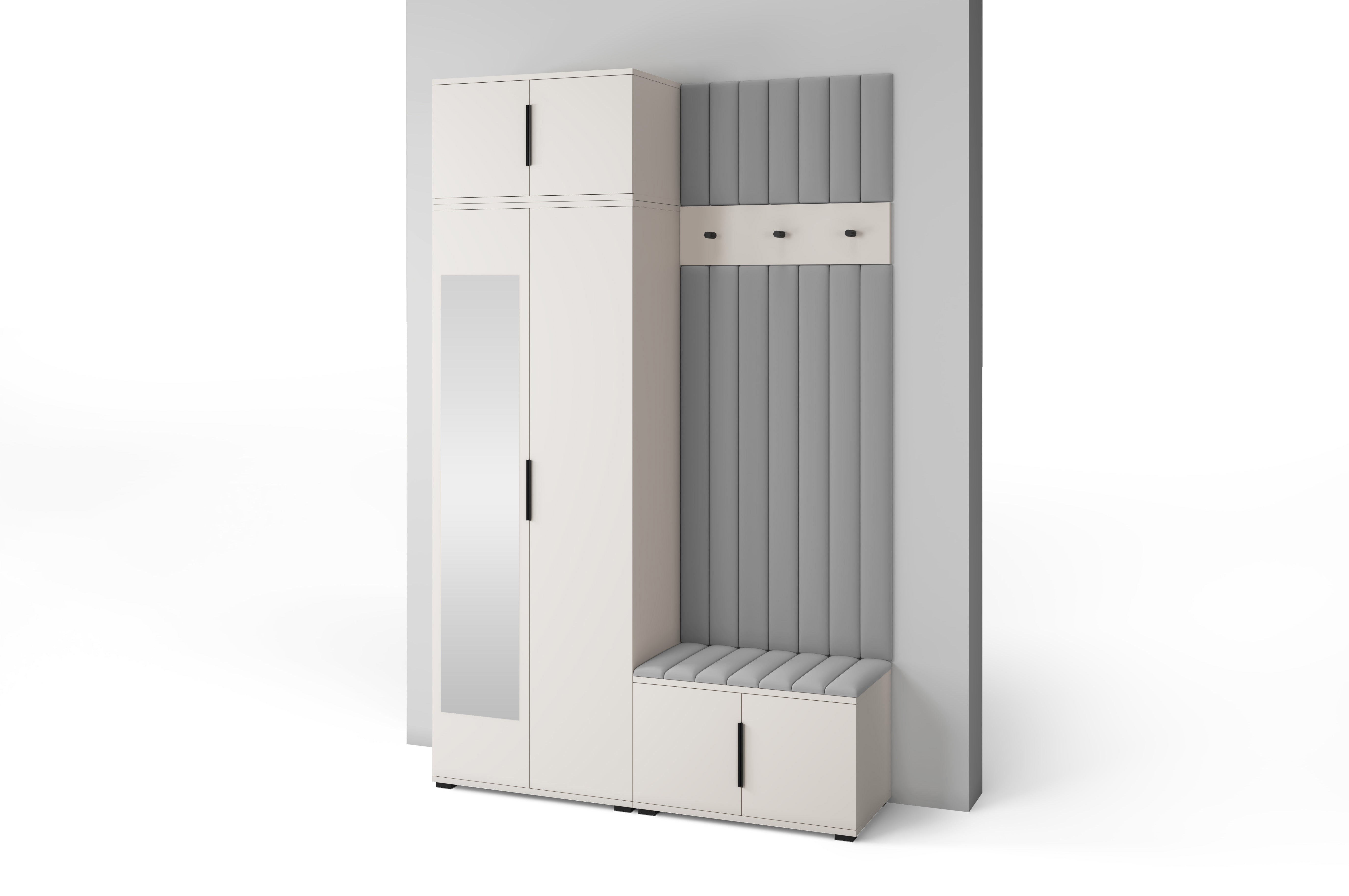 PK Bianco 14 Hallway Wardrobe Set - Upholstered Panels in Various Colours