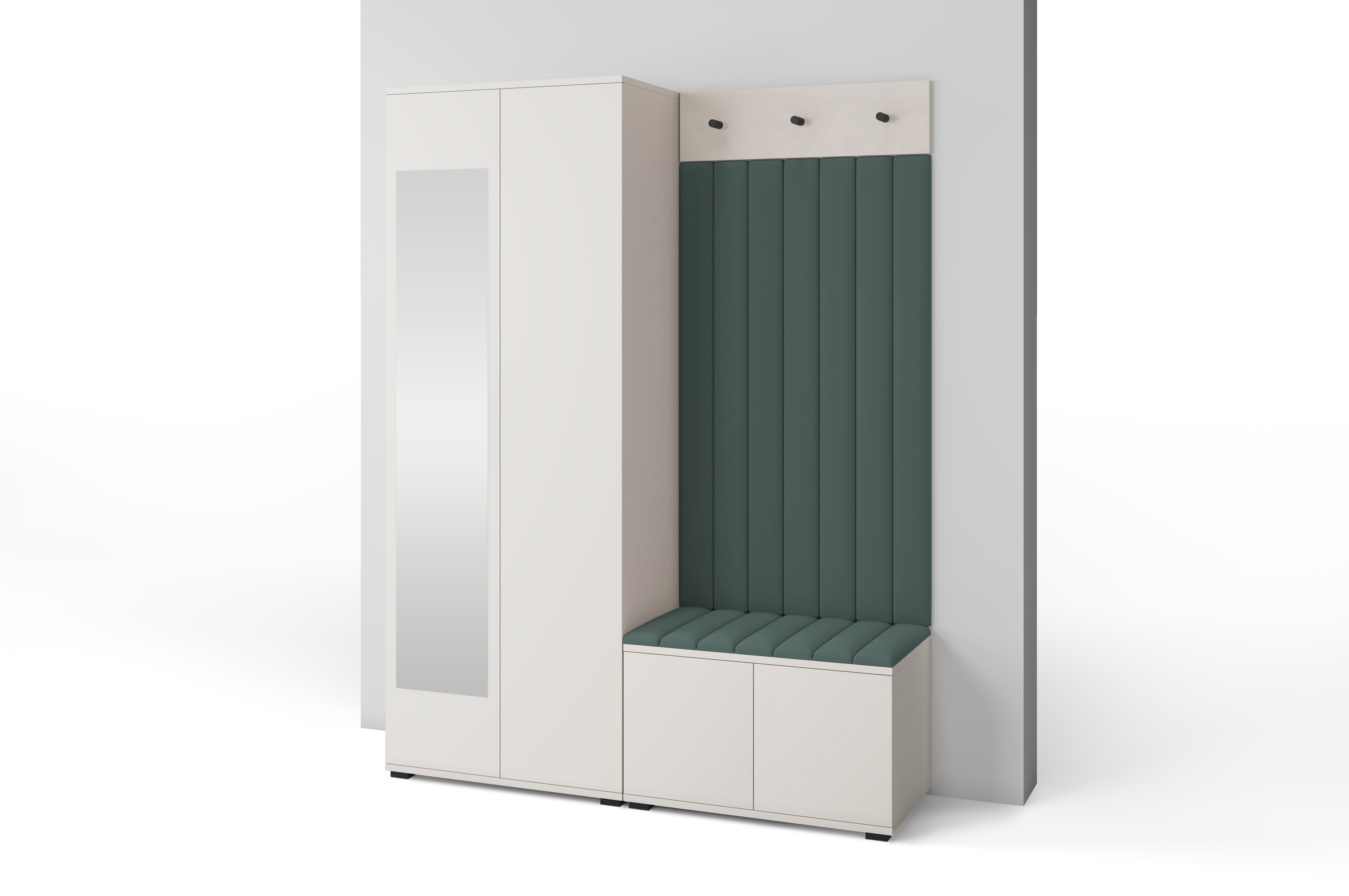 PK Bianco 13 Hallway Wardrobe Set - Upholstered Panels in Various Colours