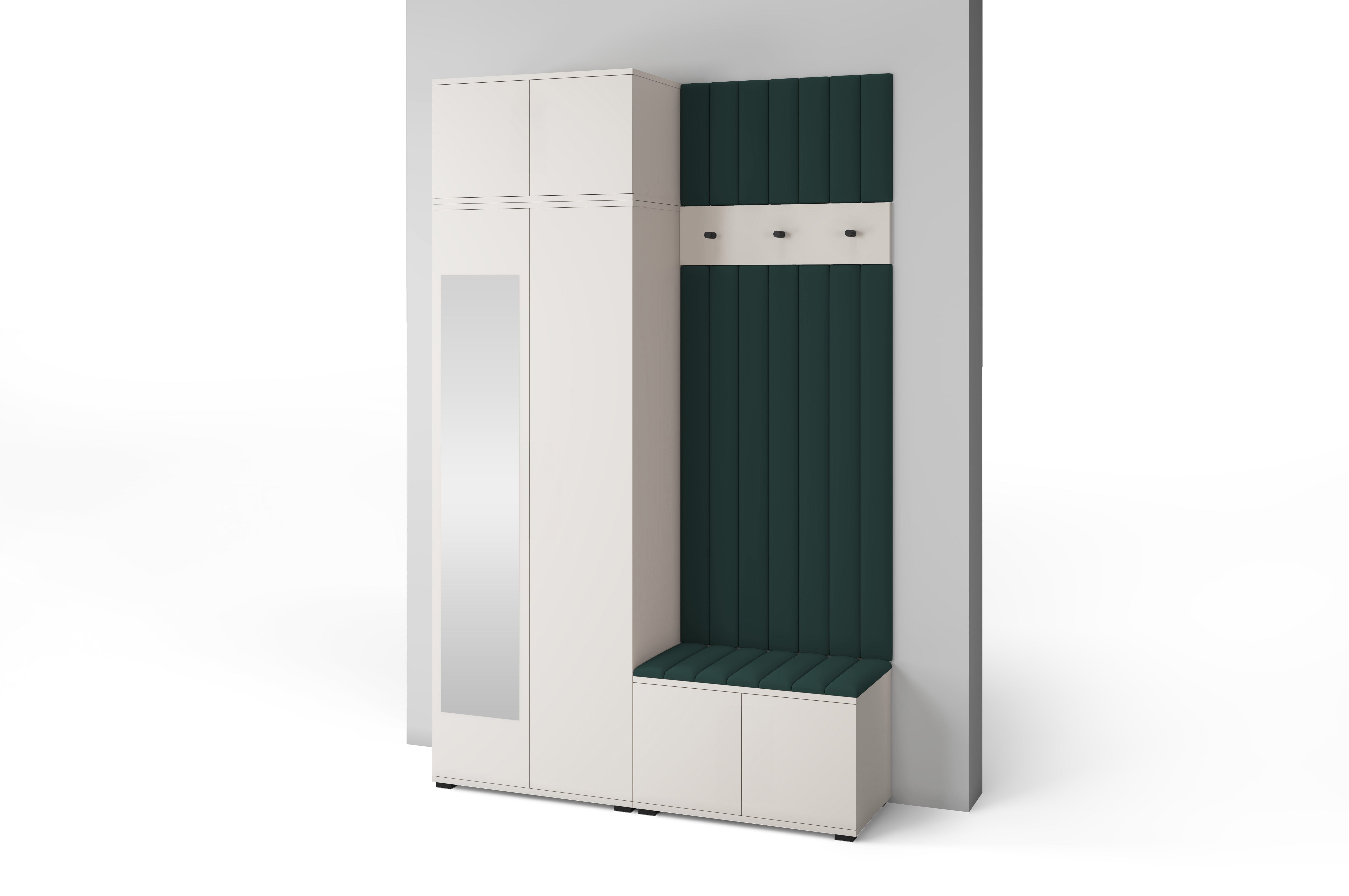 PK Bianco 14 Hallway Wardrobe Set - Upholstered Panels in Various Colours