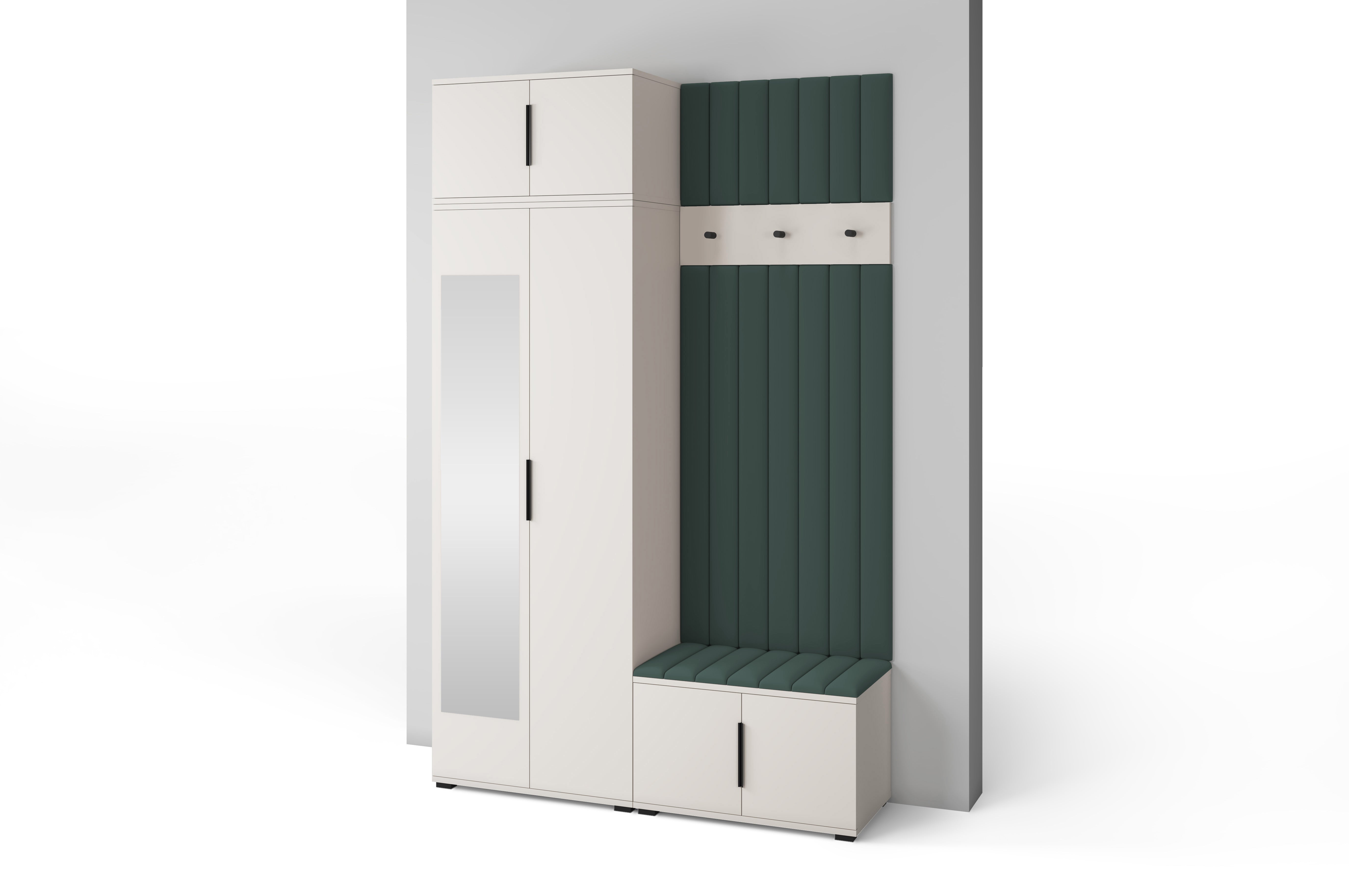 PK Bianco 14 Hallway Wardrobe Set - Upholstered Panels in Various Colours