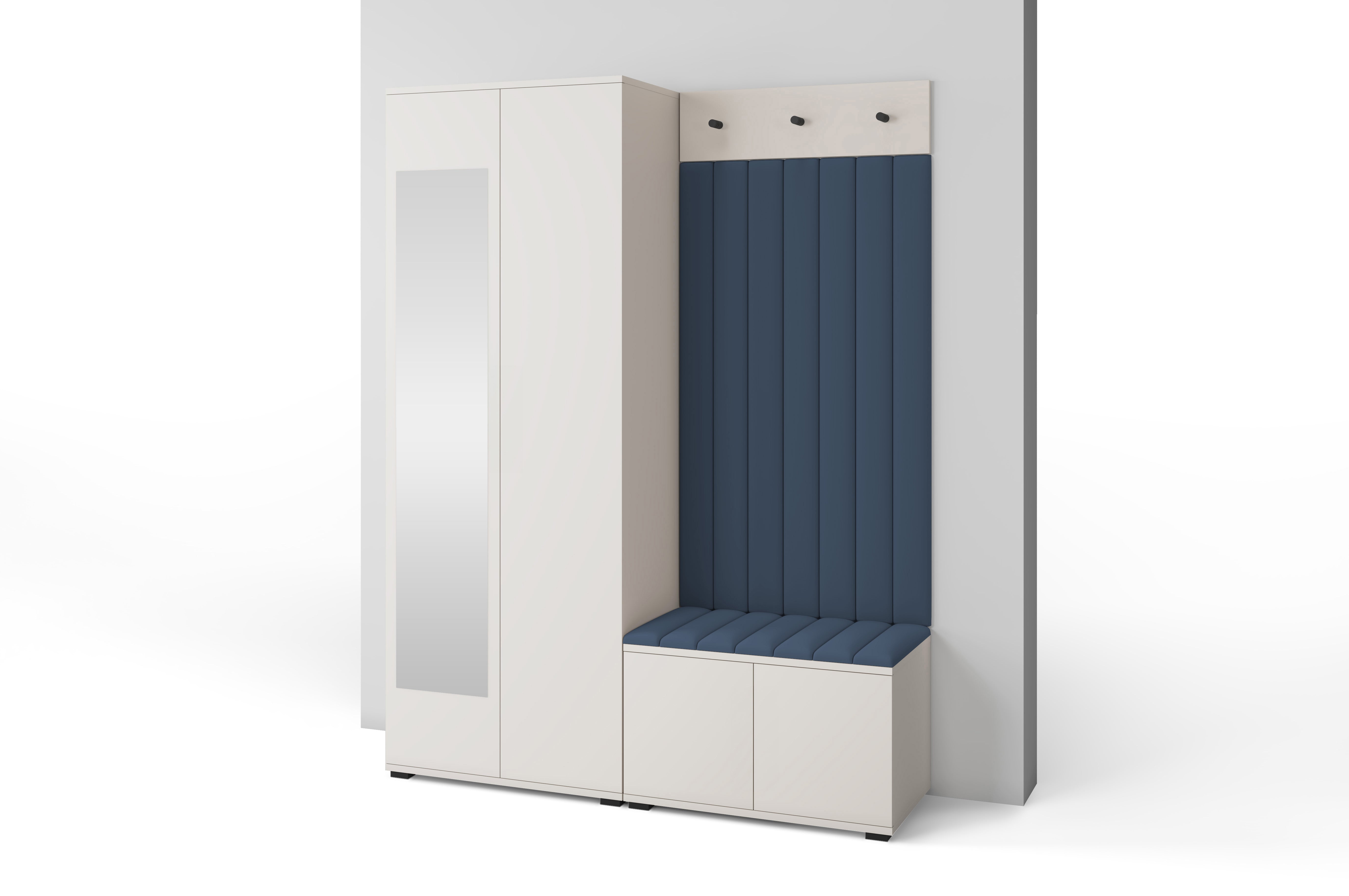PK Bianco 13 Hallway Wardrobe Set - Upholstered Panels in Various Colours