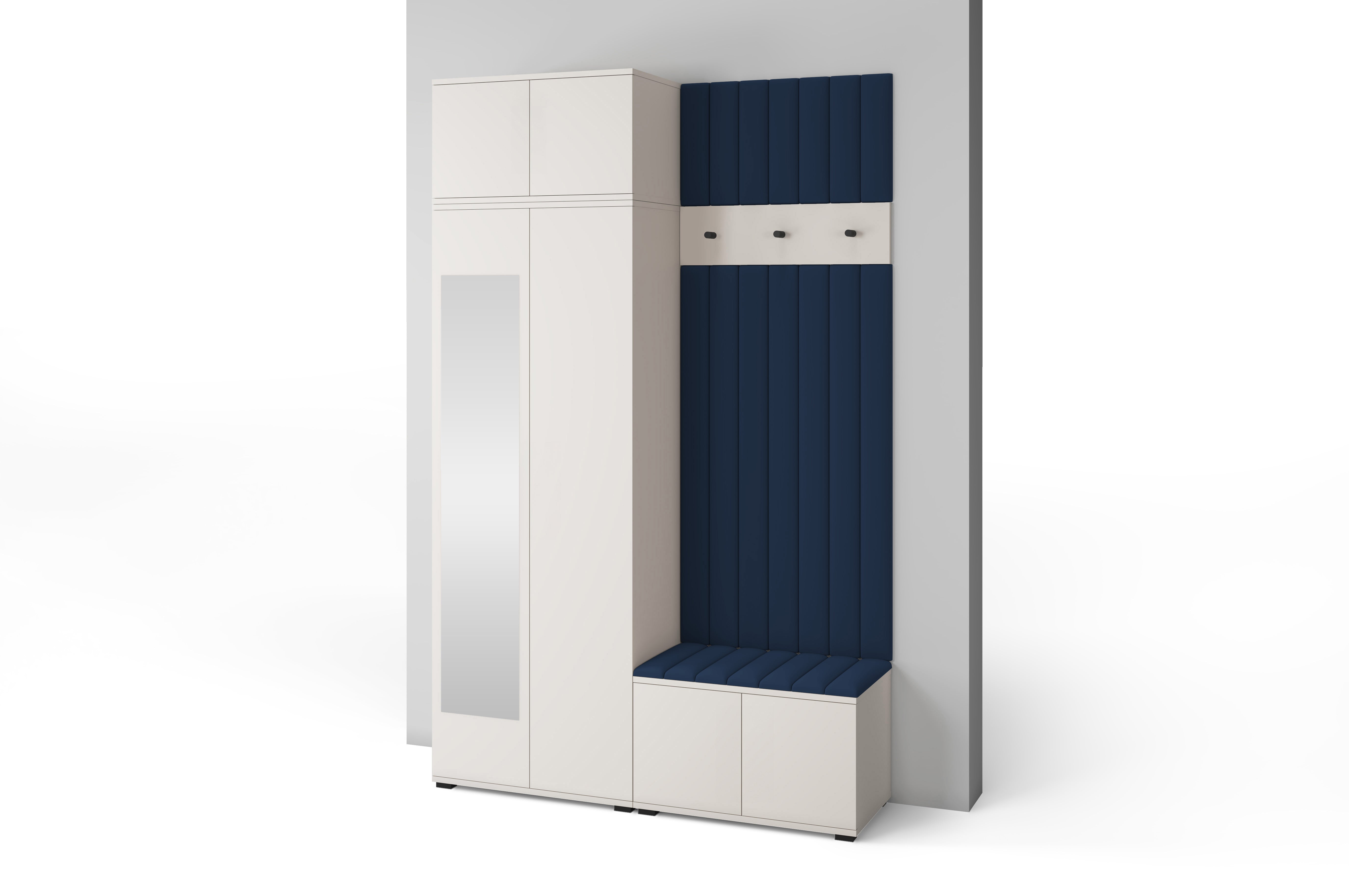 PK Bianco 14 Hallway Wardrobe Set - Upholstered Panels in Various Colours