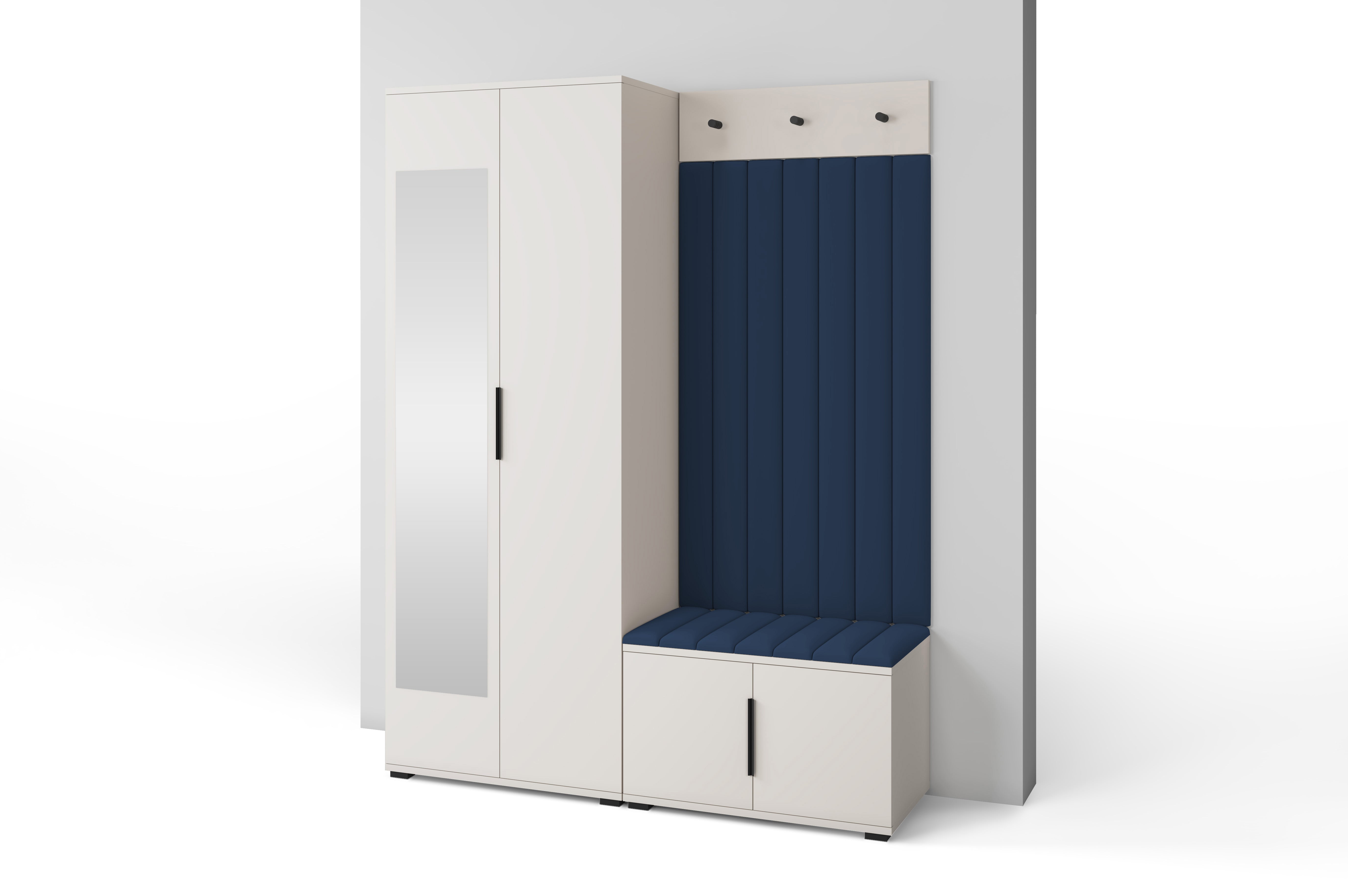 PK Bianco 13 Hallway Wardrobe Set - Upholstered Panels in Various Colours