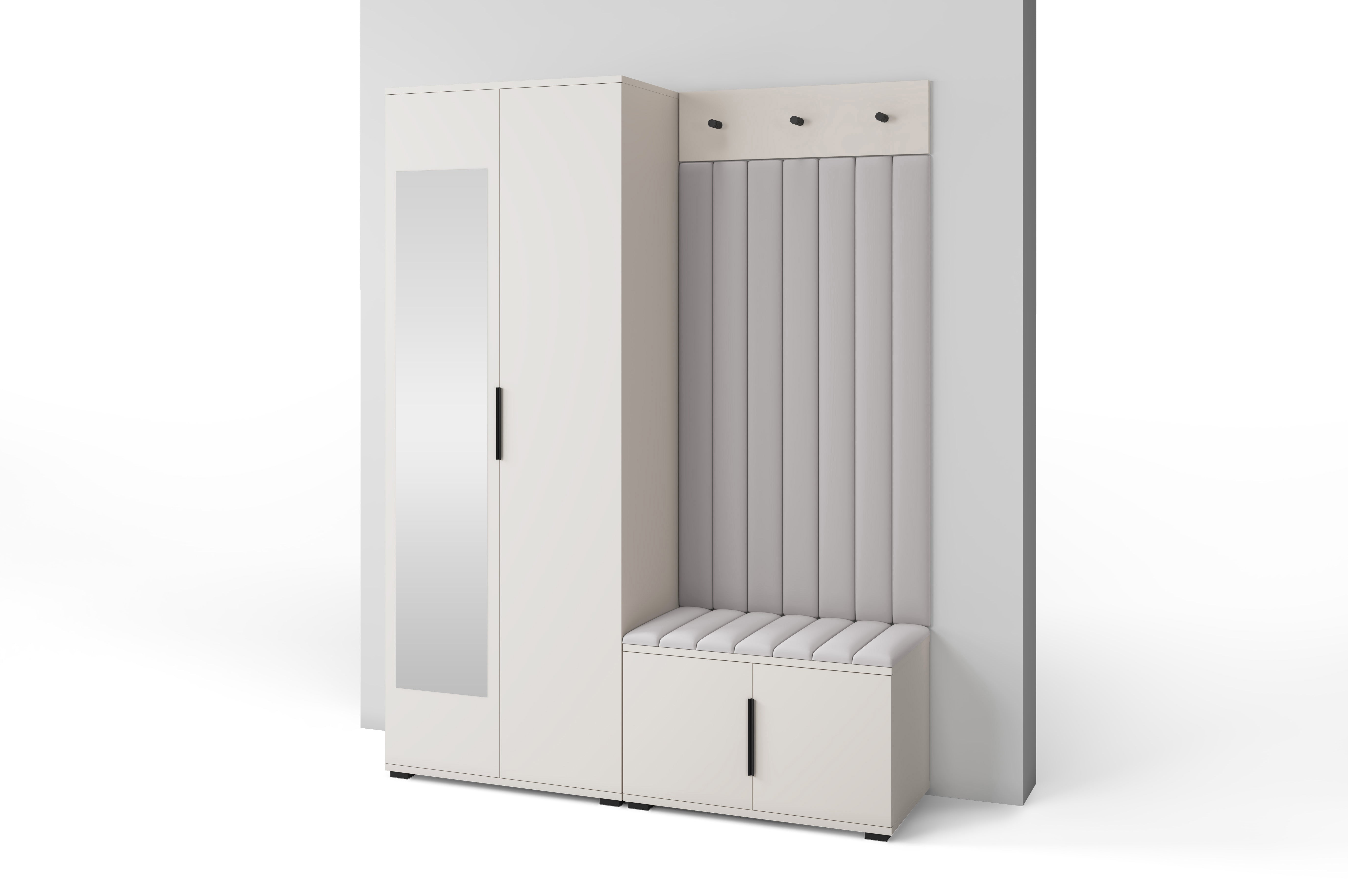 PK Bianco 13 Hallway Wardrobe Set - Upholstered Panels in Various Colours