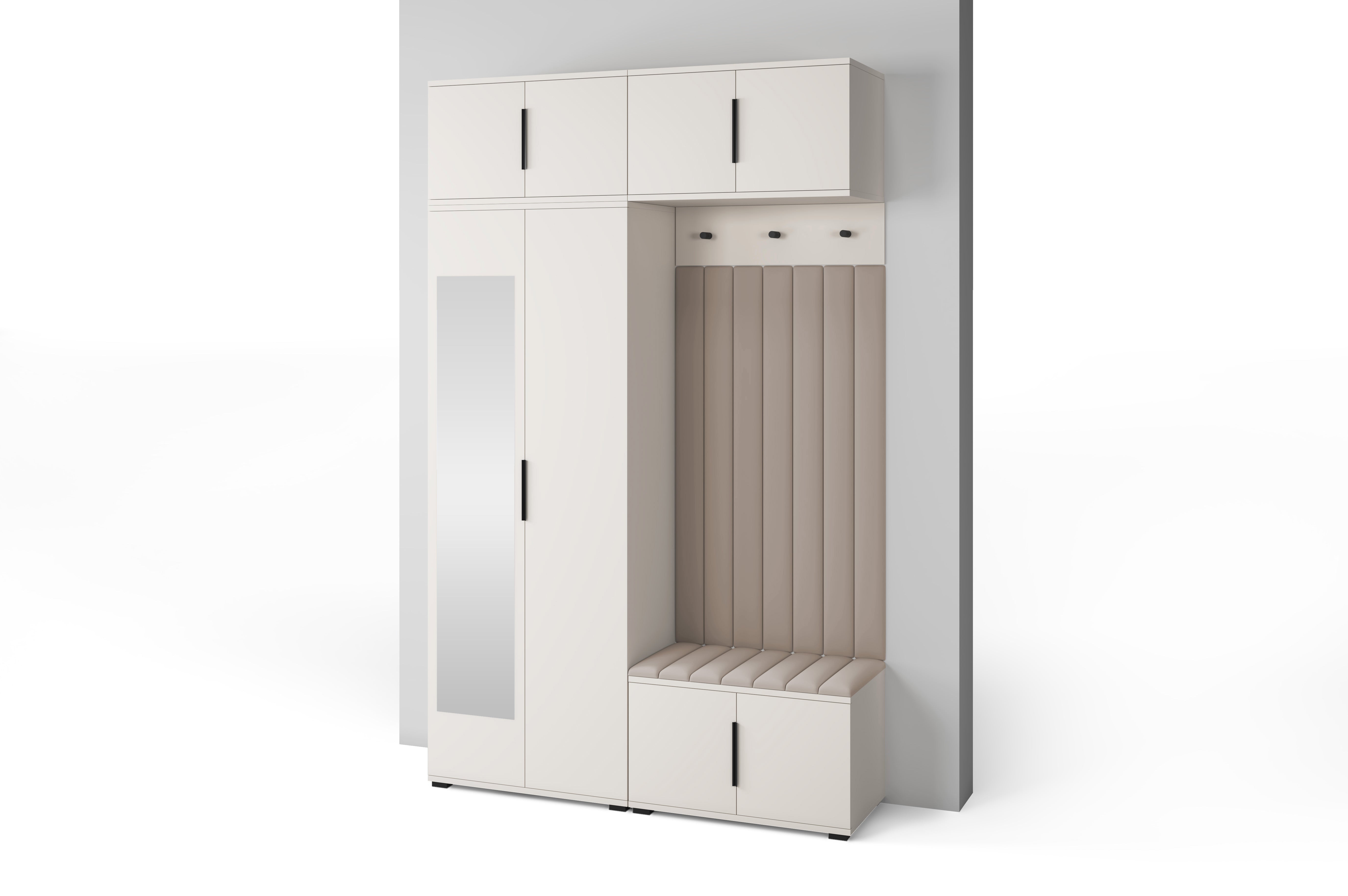 PK Bianco 11 Hallway Wardrobe Set - Upholstered Panels in Various Colours