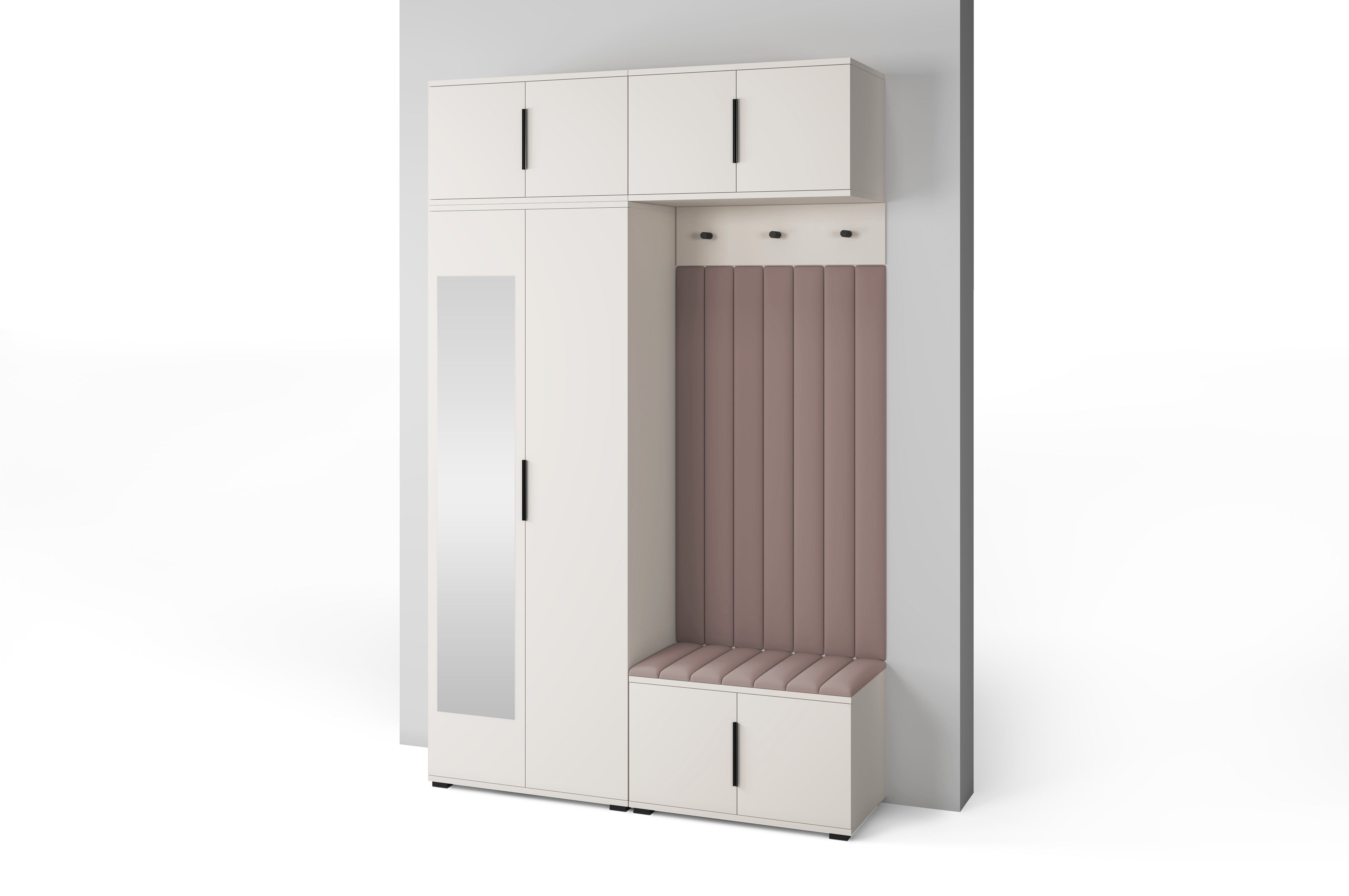 PK Bianco 11 Hallway Wardrobe Set - Upholstered Panels in Various Colours