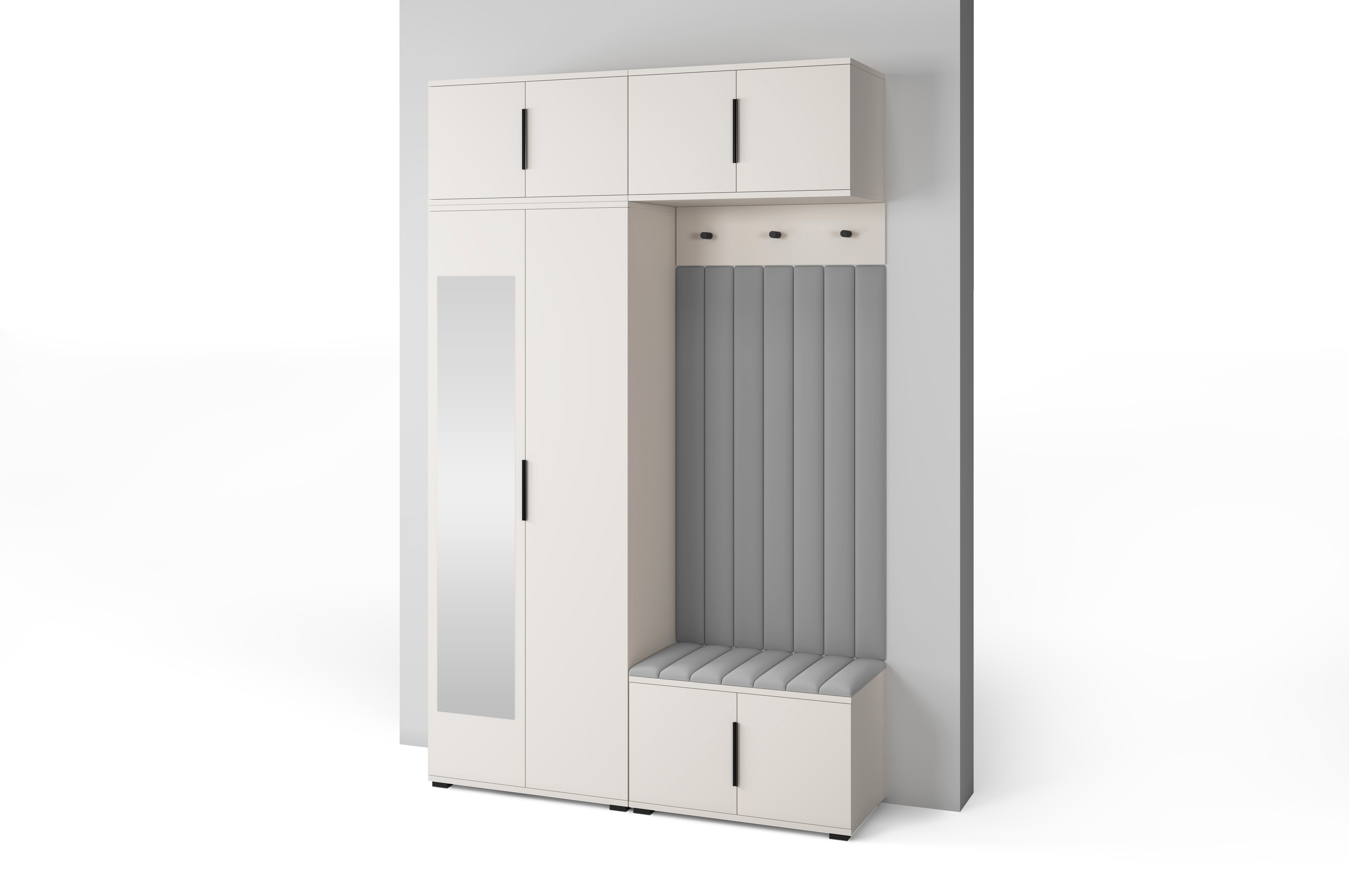 PK Bianco 11 Hallway Wardrobe Set - Upholstered Panels in Various Colours