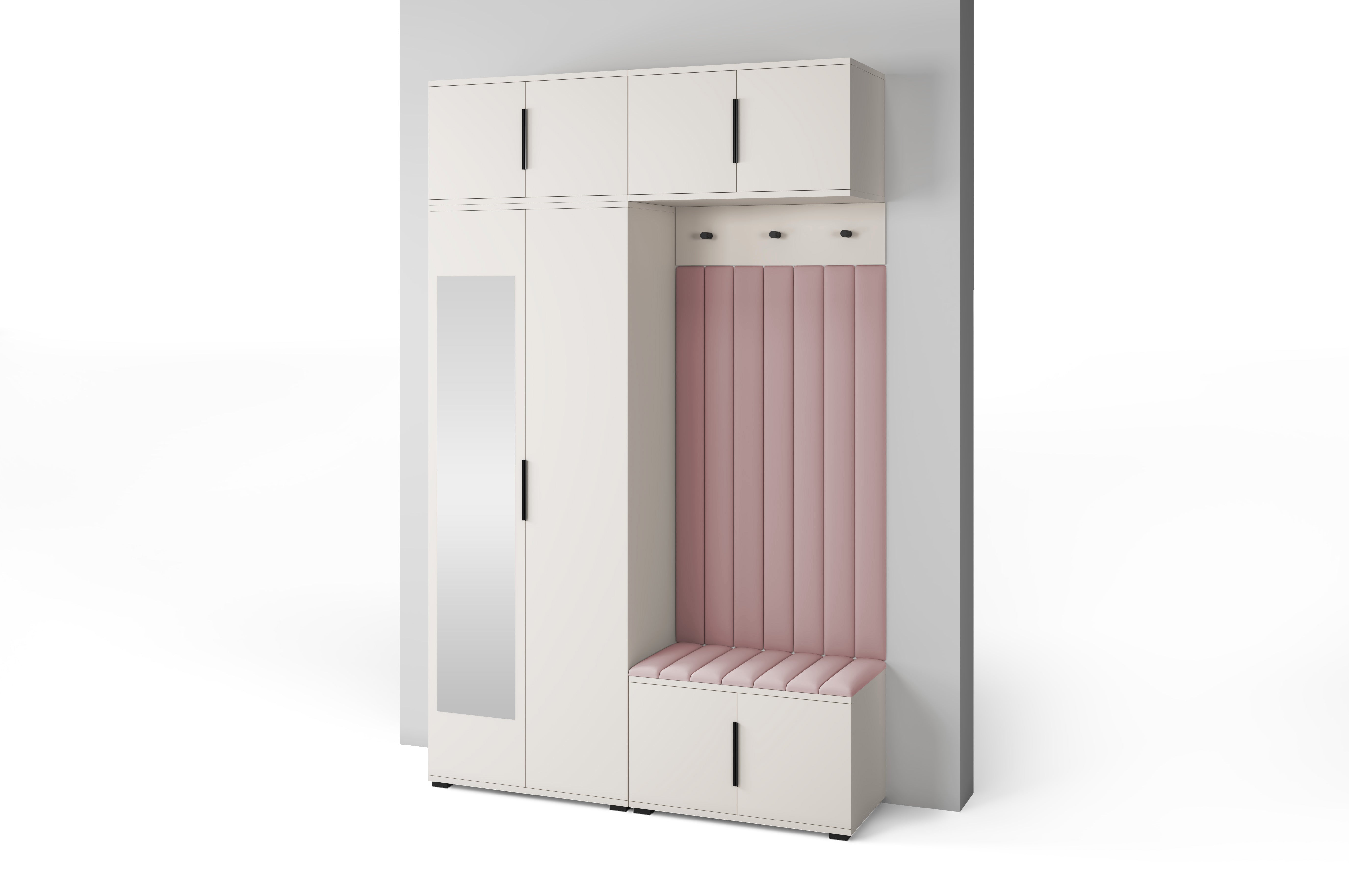 PK Bianco 11 Hallway Wardrobe Set - Upholstered Panels in Various Colours