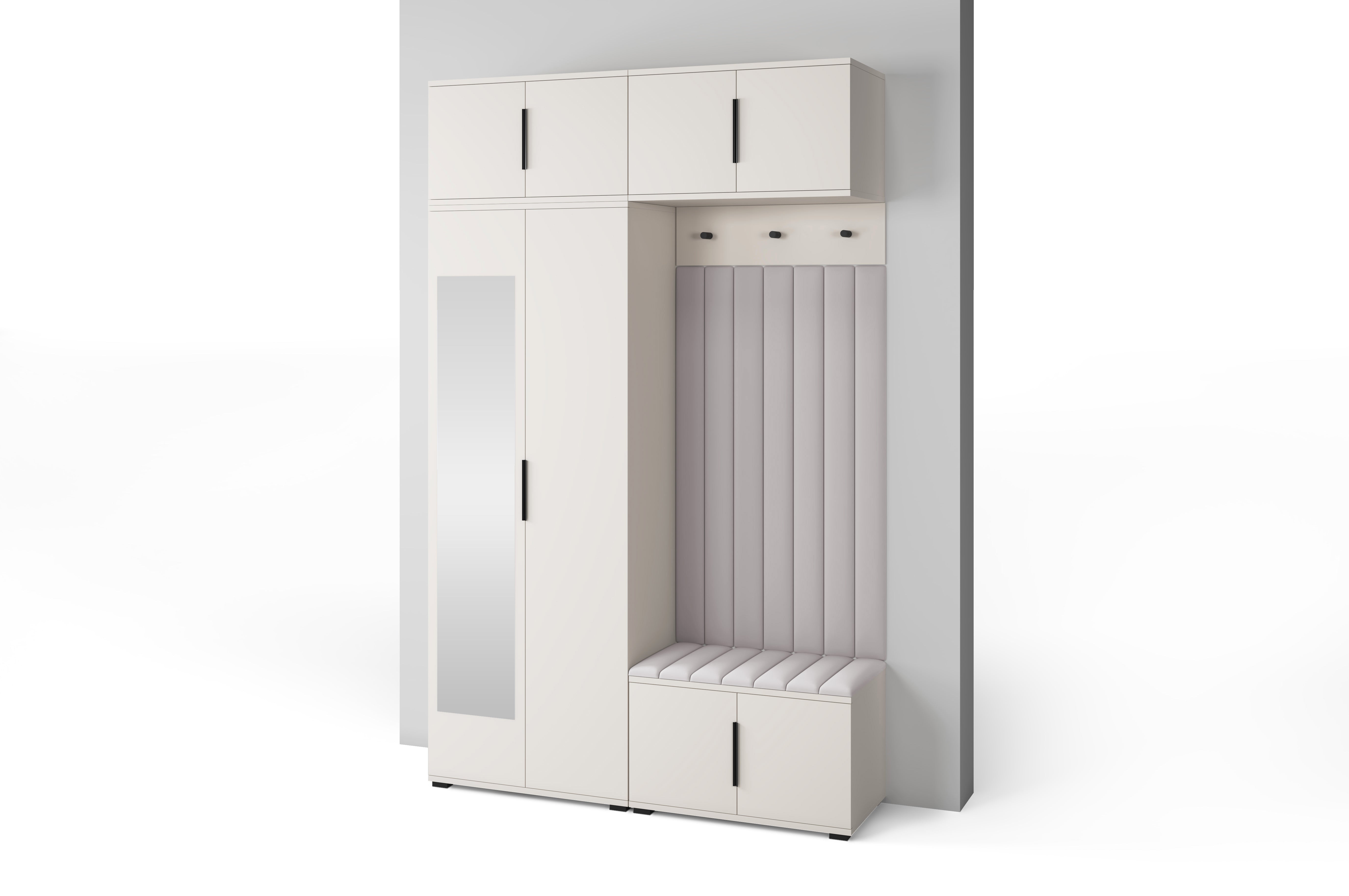 PK Bianco 11 Hallway Wardrobe Set - Upholstered Panels in Various Colours