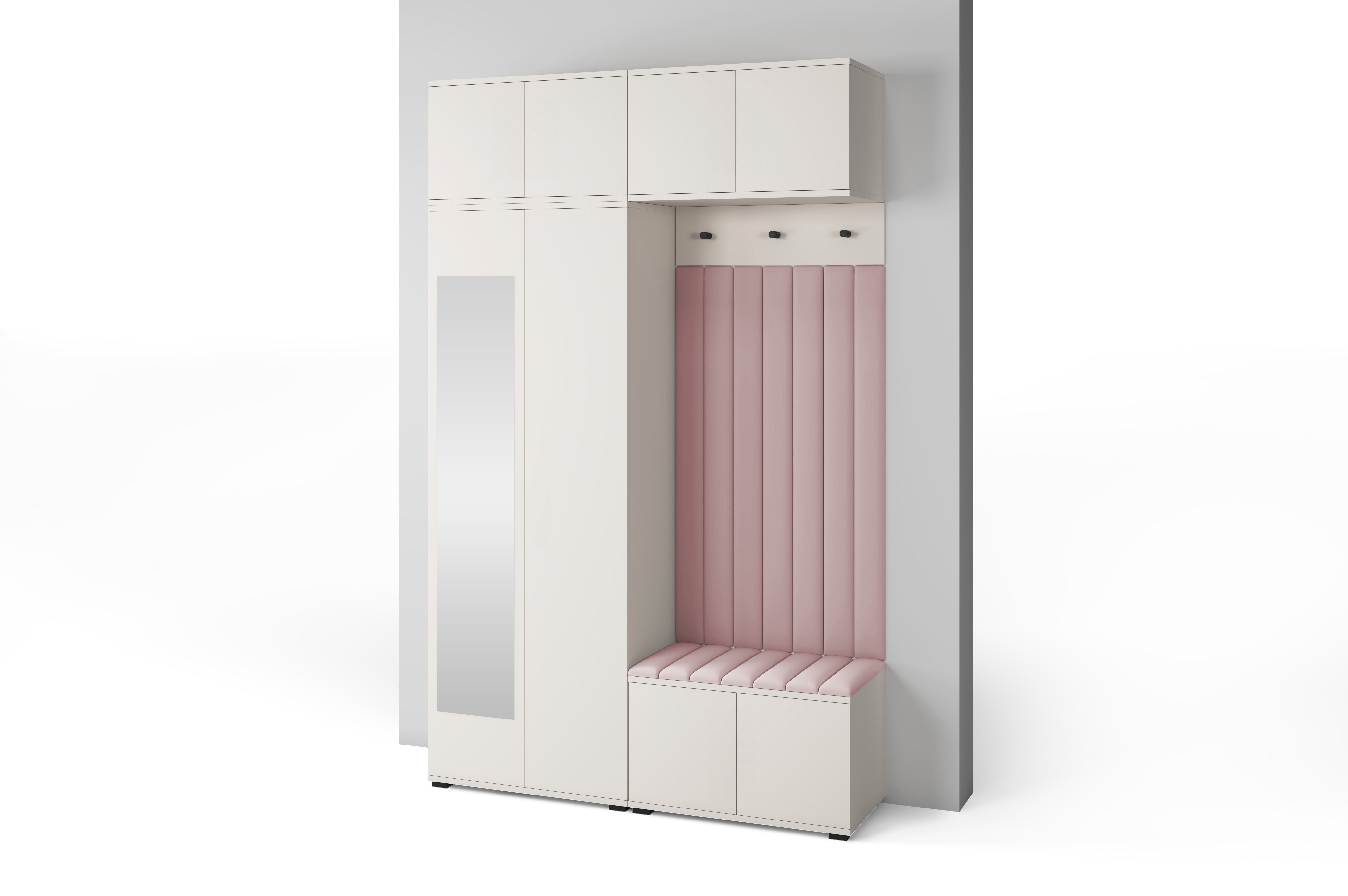 PK Bianco 11 Hallway Wardrobe Set - Upholstered Panels in Various Colours
