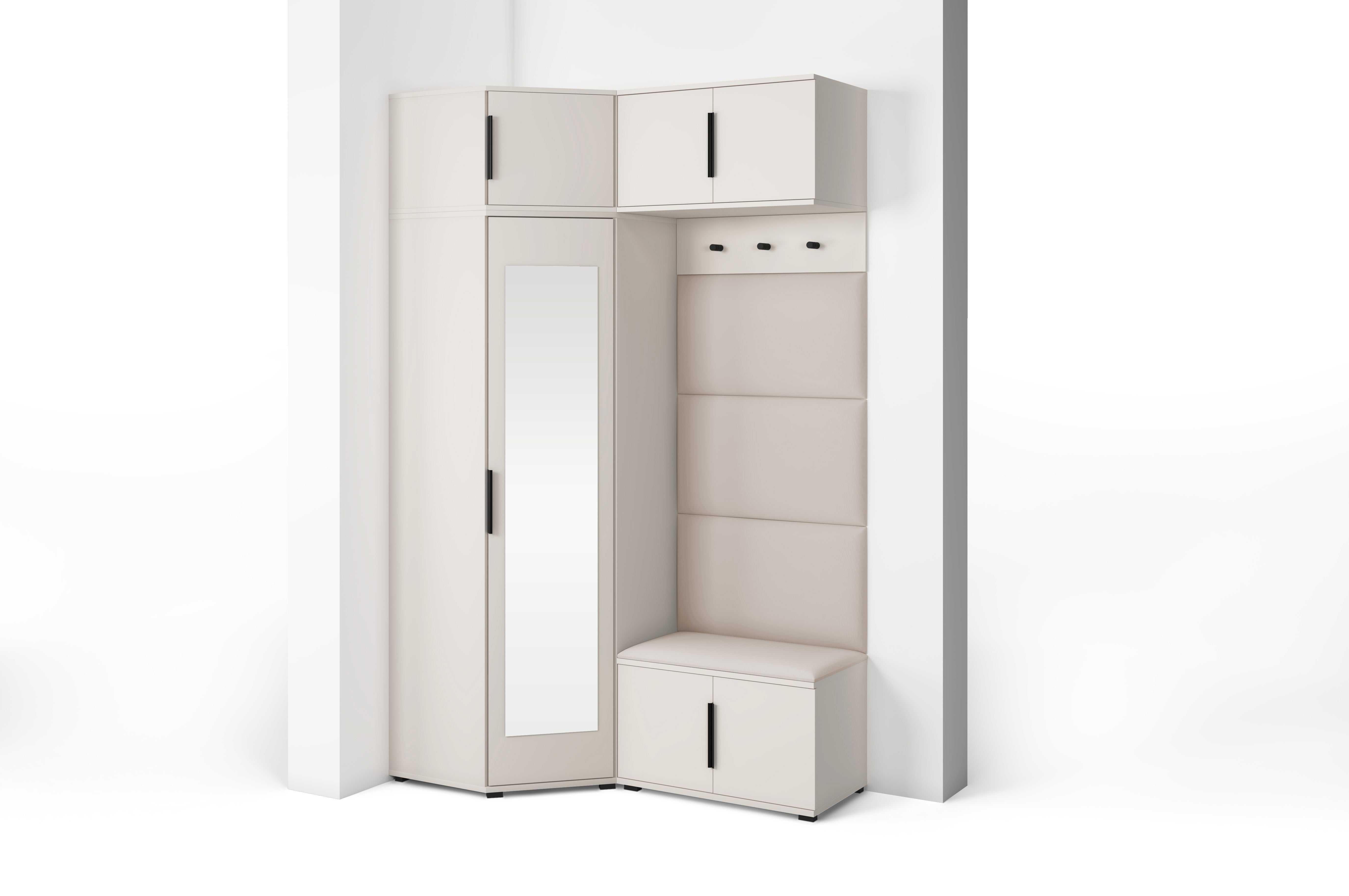 PK Bianco 19 Hallway Wardrobe Set - Upholstered Panels in Various Colours