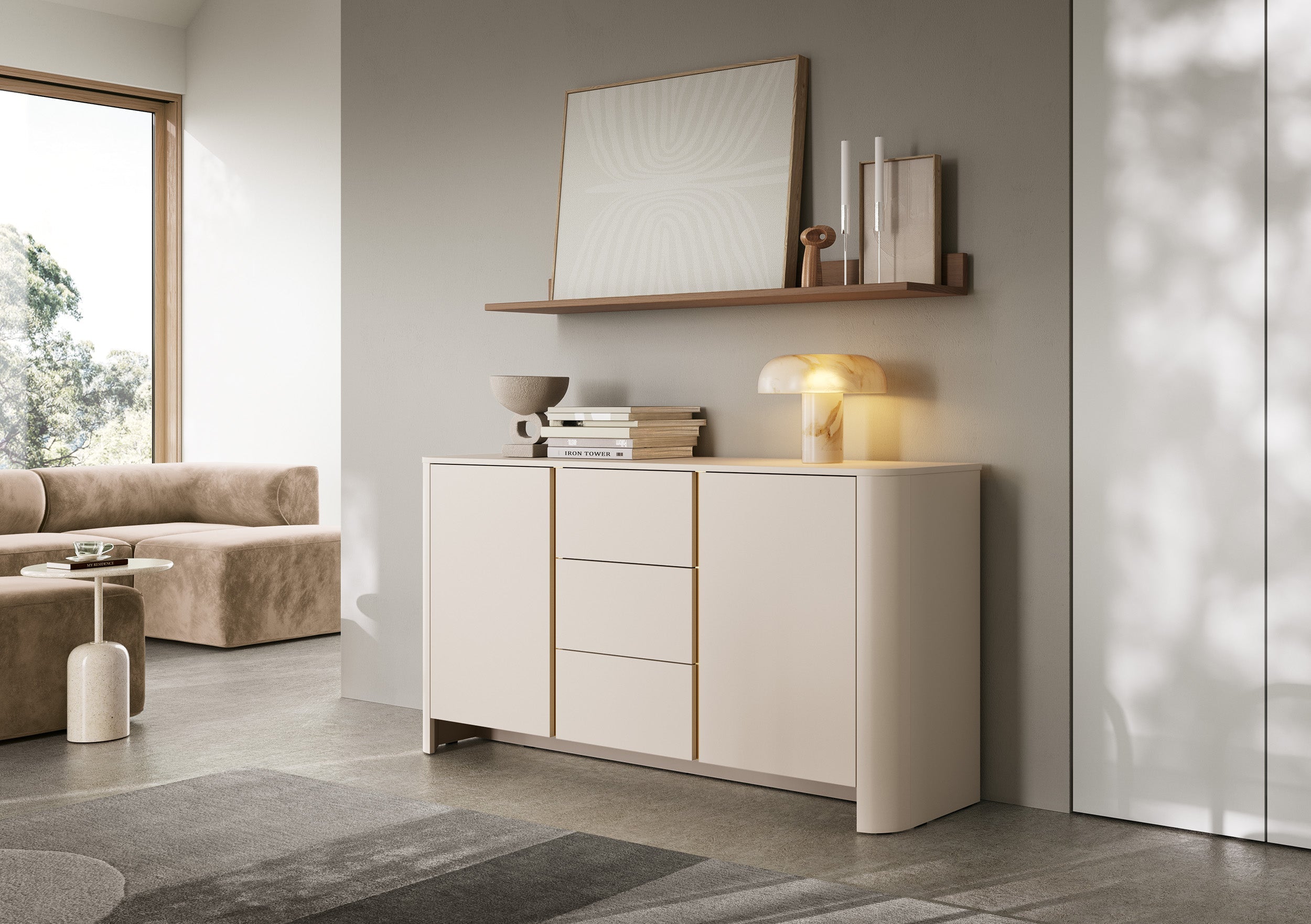 PI Bari Sideboard mit Schubladen – Kaschmir
