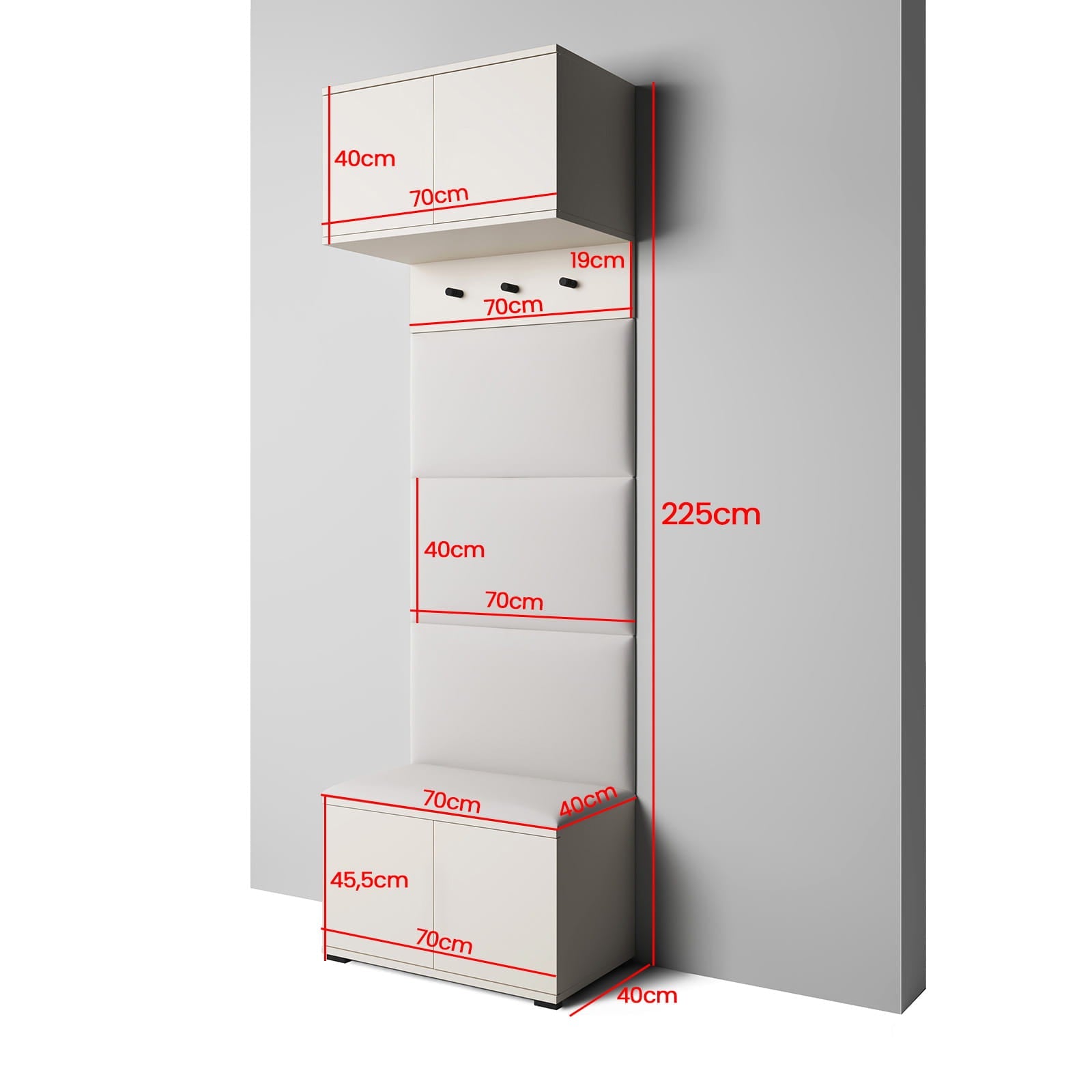 PK Bianco 5 Hallway Wardrobe Set – Upholstered Panels in Various Colours
