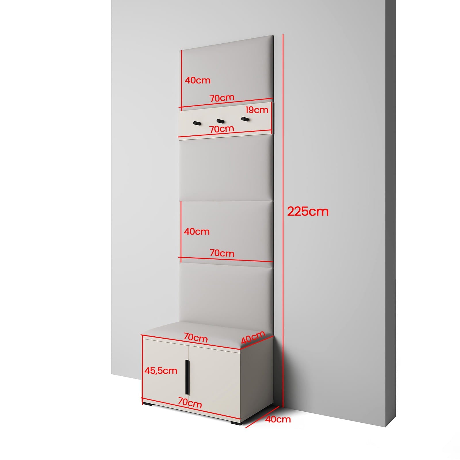 PK Bianco 6 Hallway Wardrobe Set - Upholstered Panels in Various Colours