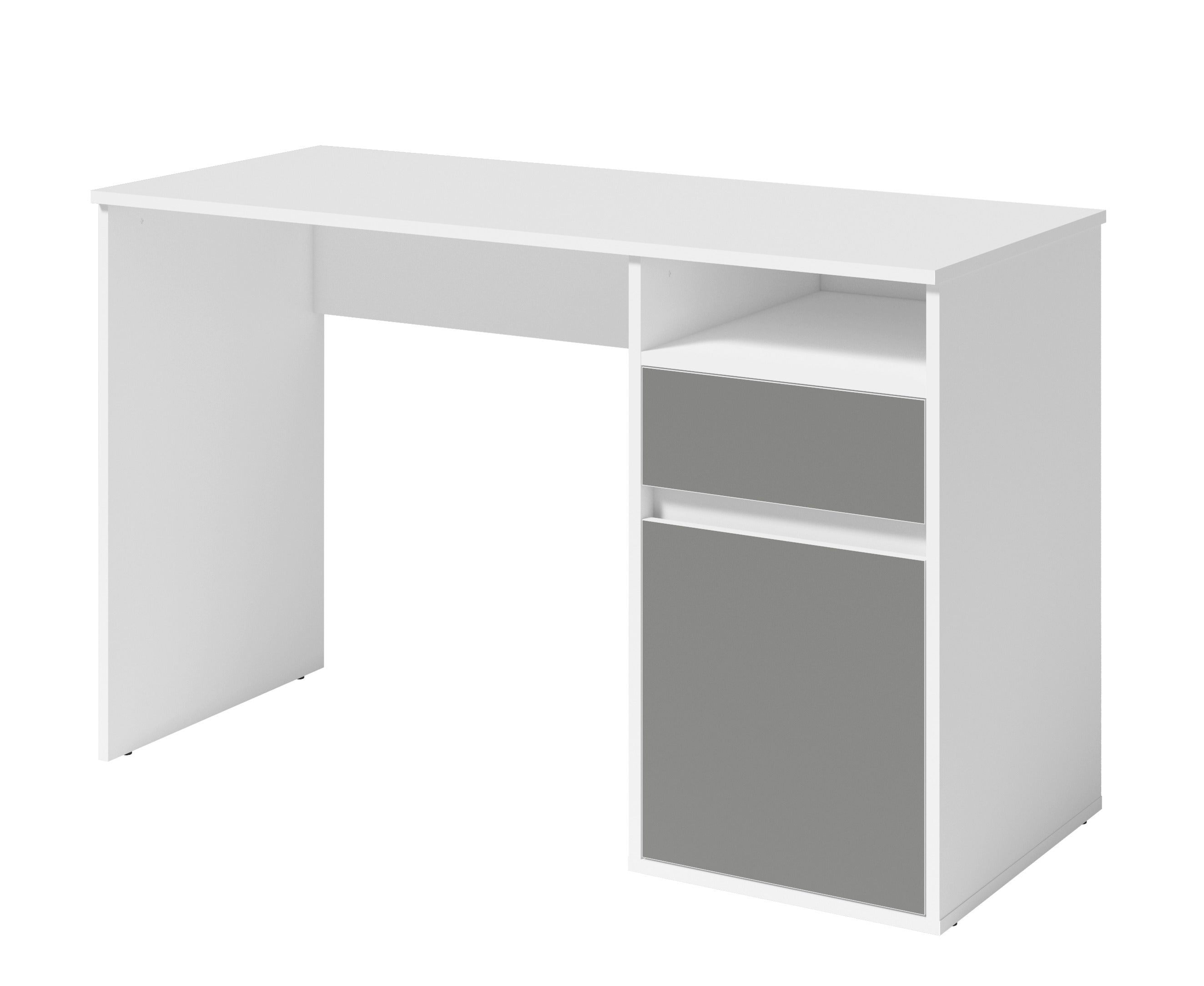 MO Billa Desk with Cabinet and Drawer – White with Graphite Fronts