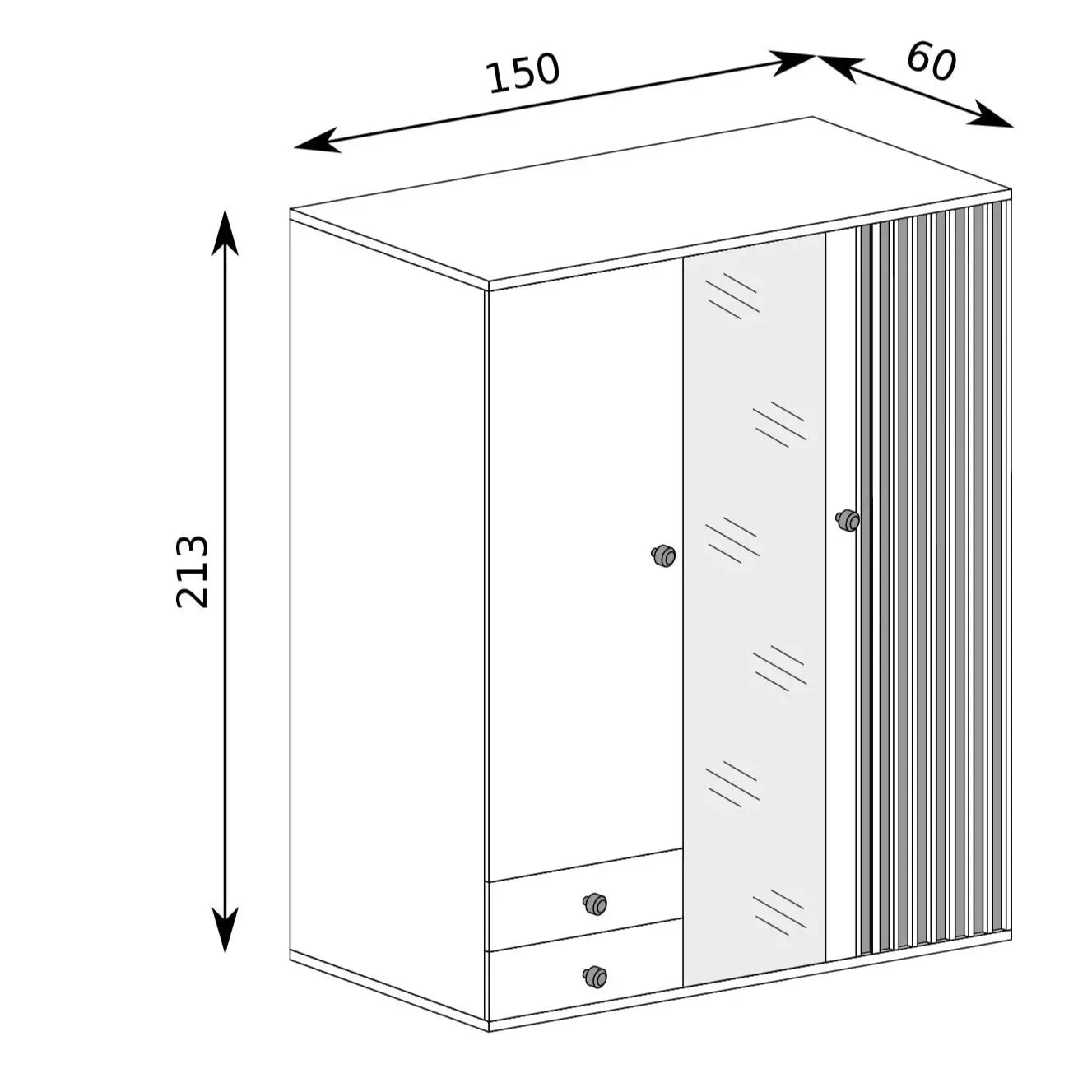 S-Cali Kleiderschrank mit Spiegel C-23