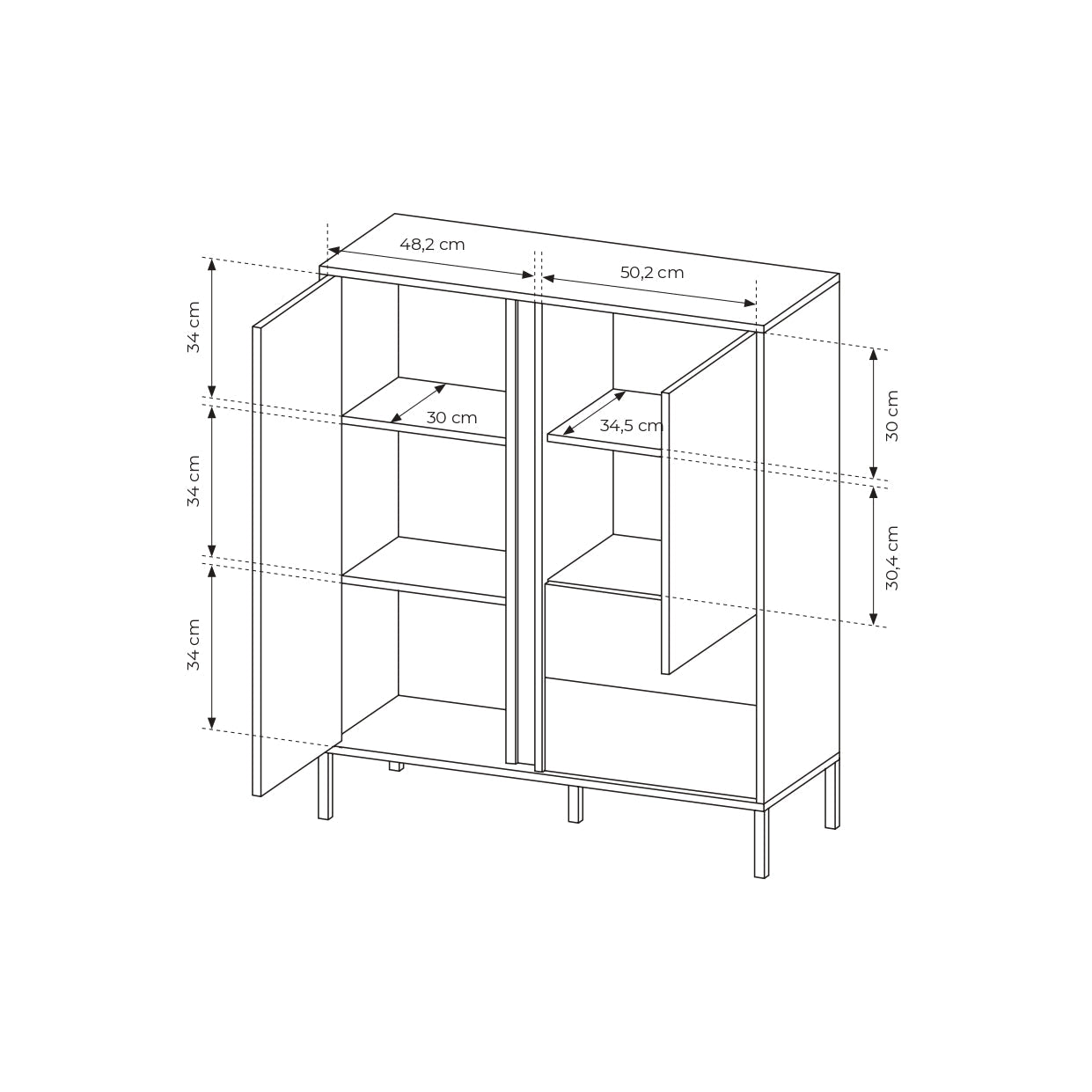 Lask Dast Tall Sideboard 2D2S – 123.4x103.3x39.5 cm
