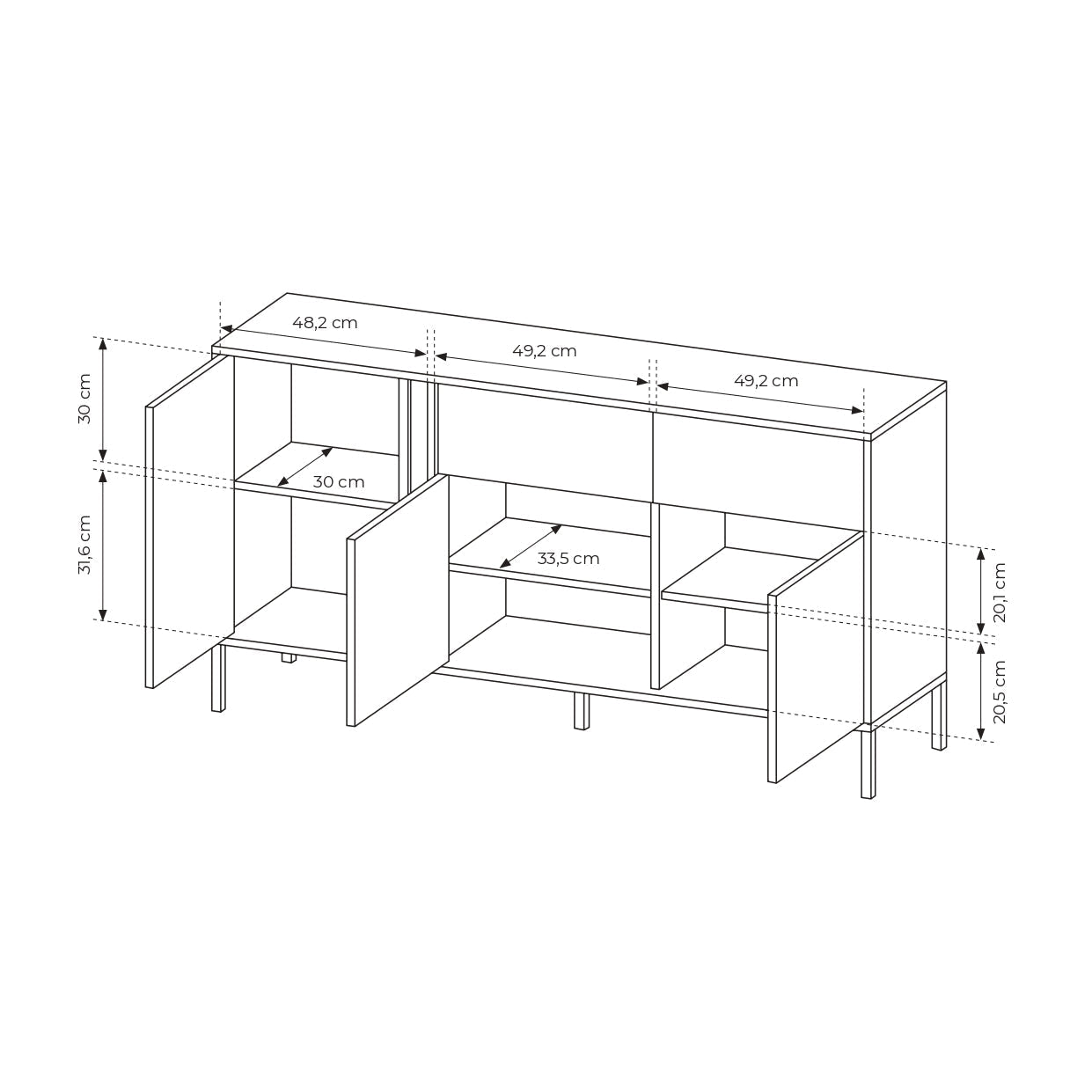 Lask Dast Sideboard with Drawers 153 × 81.4 × 39.5 cm
