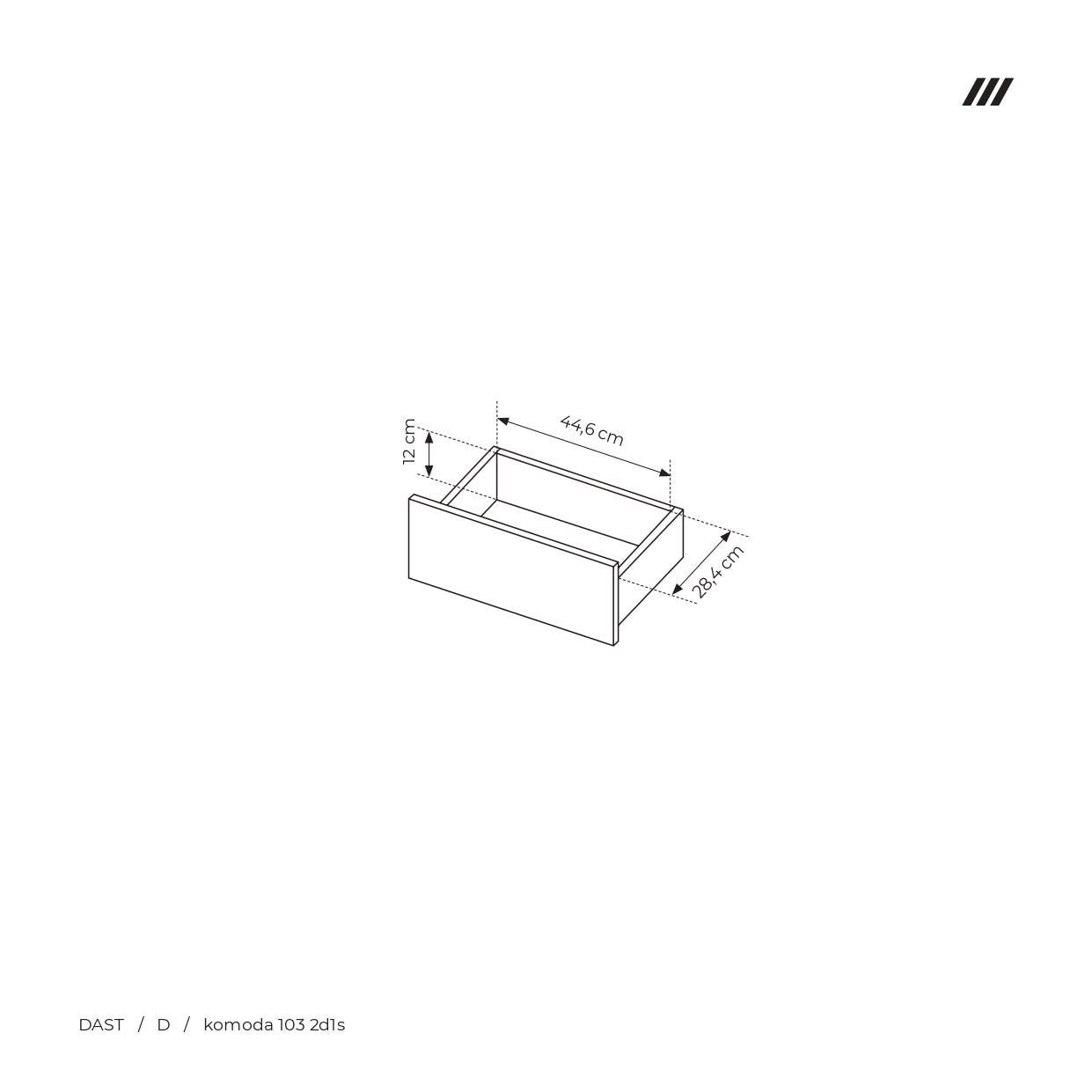 Lask Dast Highboardschrank 103 cm | 2 Türen, 1 Schublade