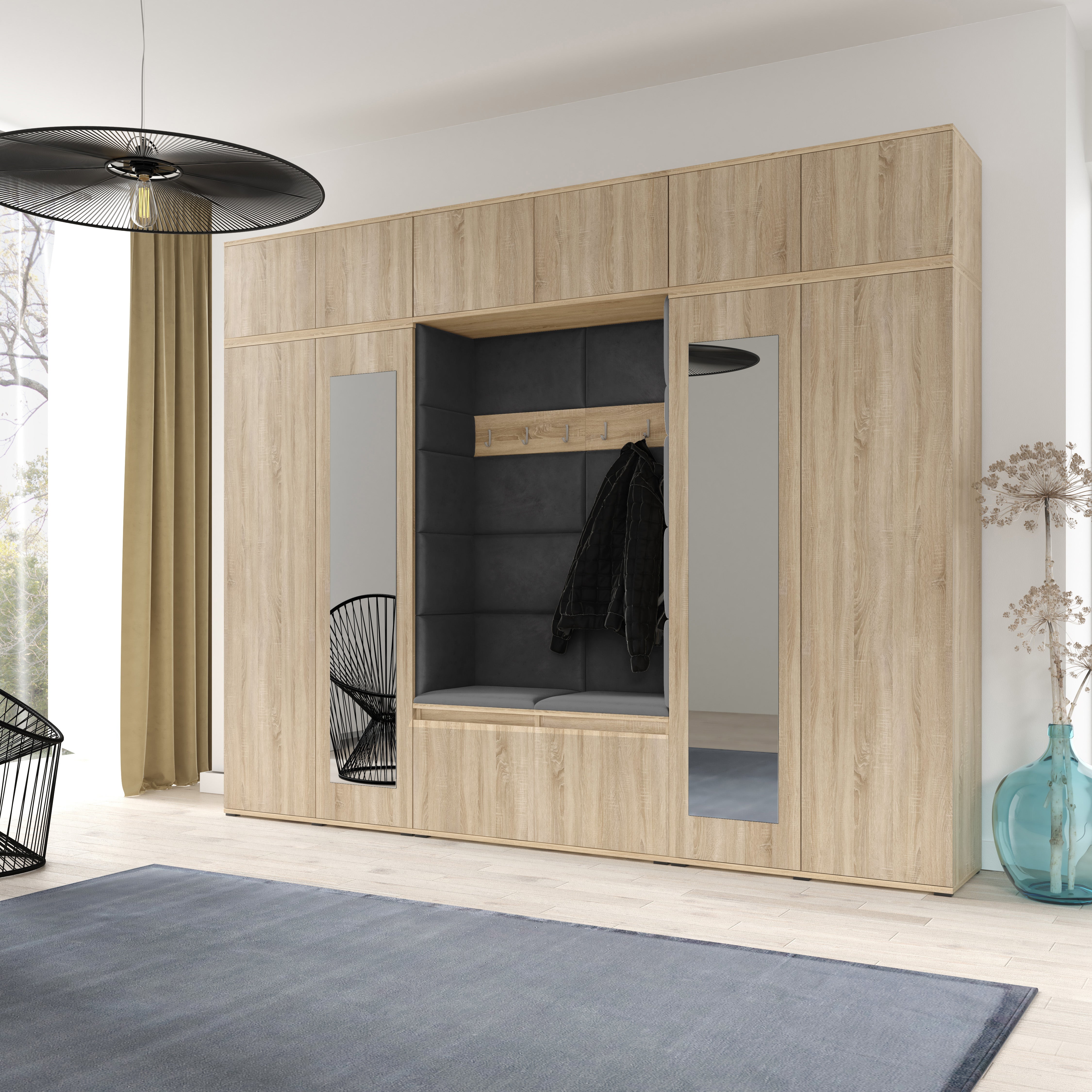 PK Emi 17 Hallway Sonoma Oak- Upholstered Panels in Various Colours