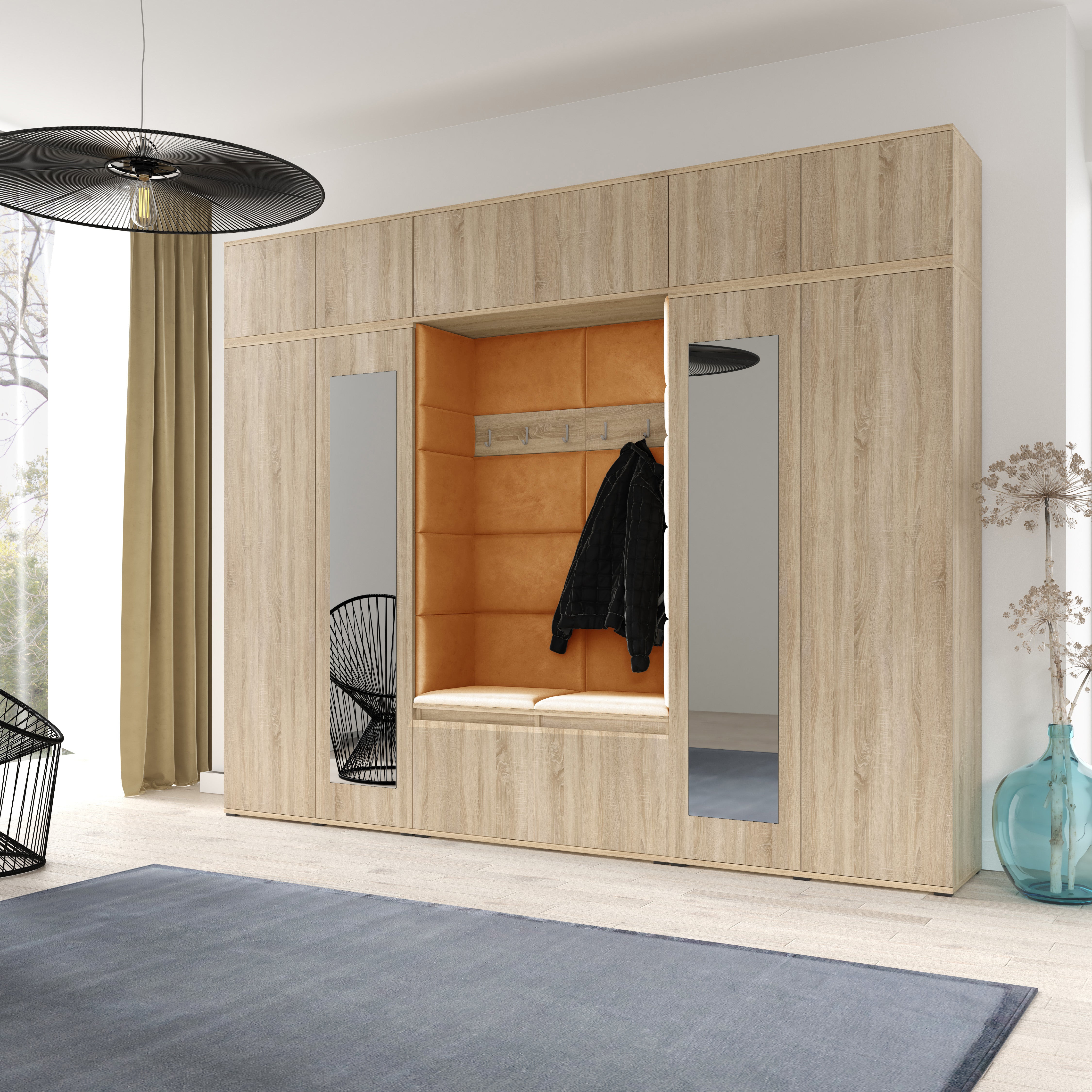 PK Emi 17 Hallway Sonoma Oak- Upholstered Panels in Various Colours