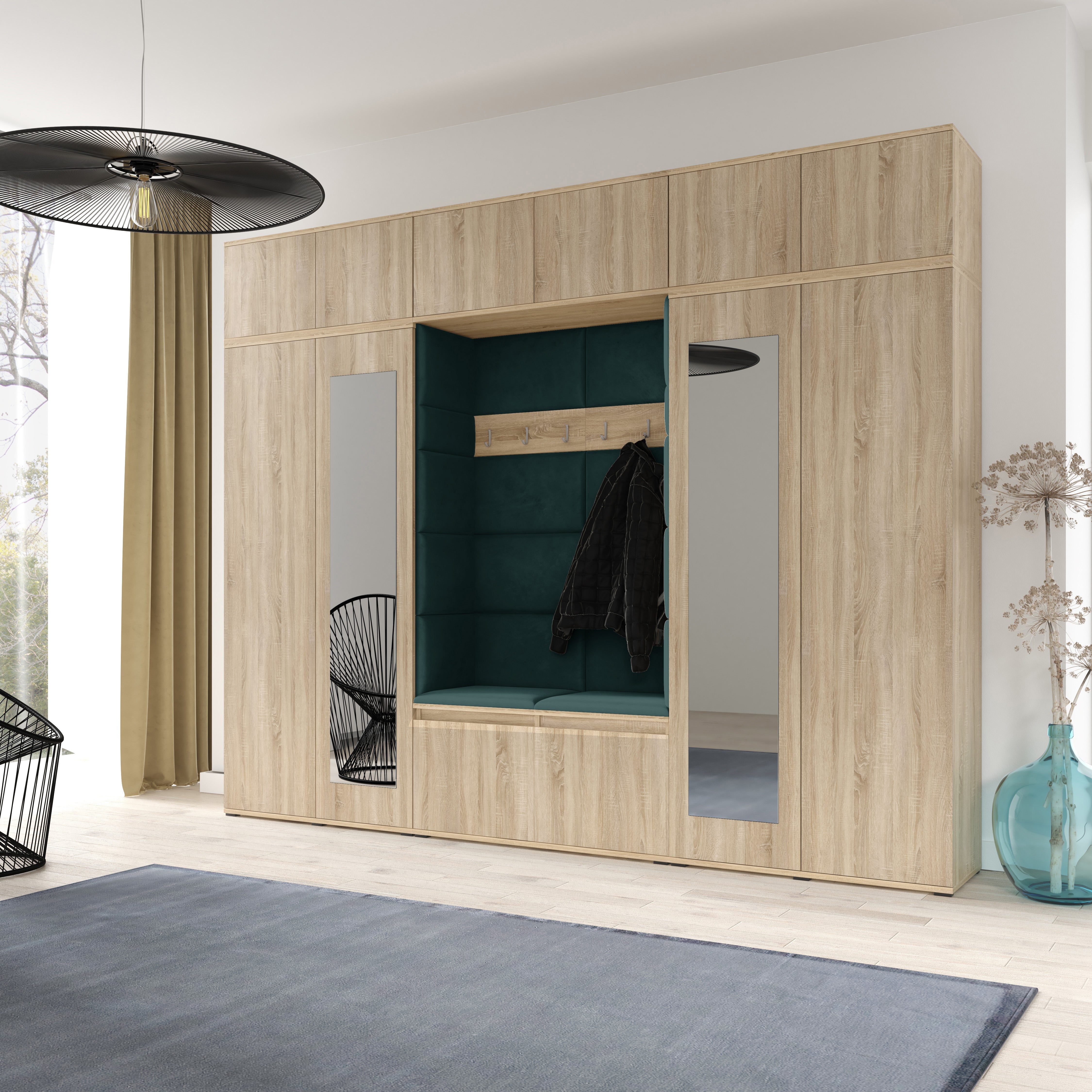 PK Emi 17 Hallway Sonoma Oak- Upholstered Panels in Various Colours