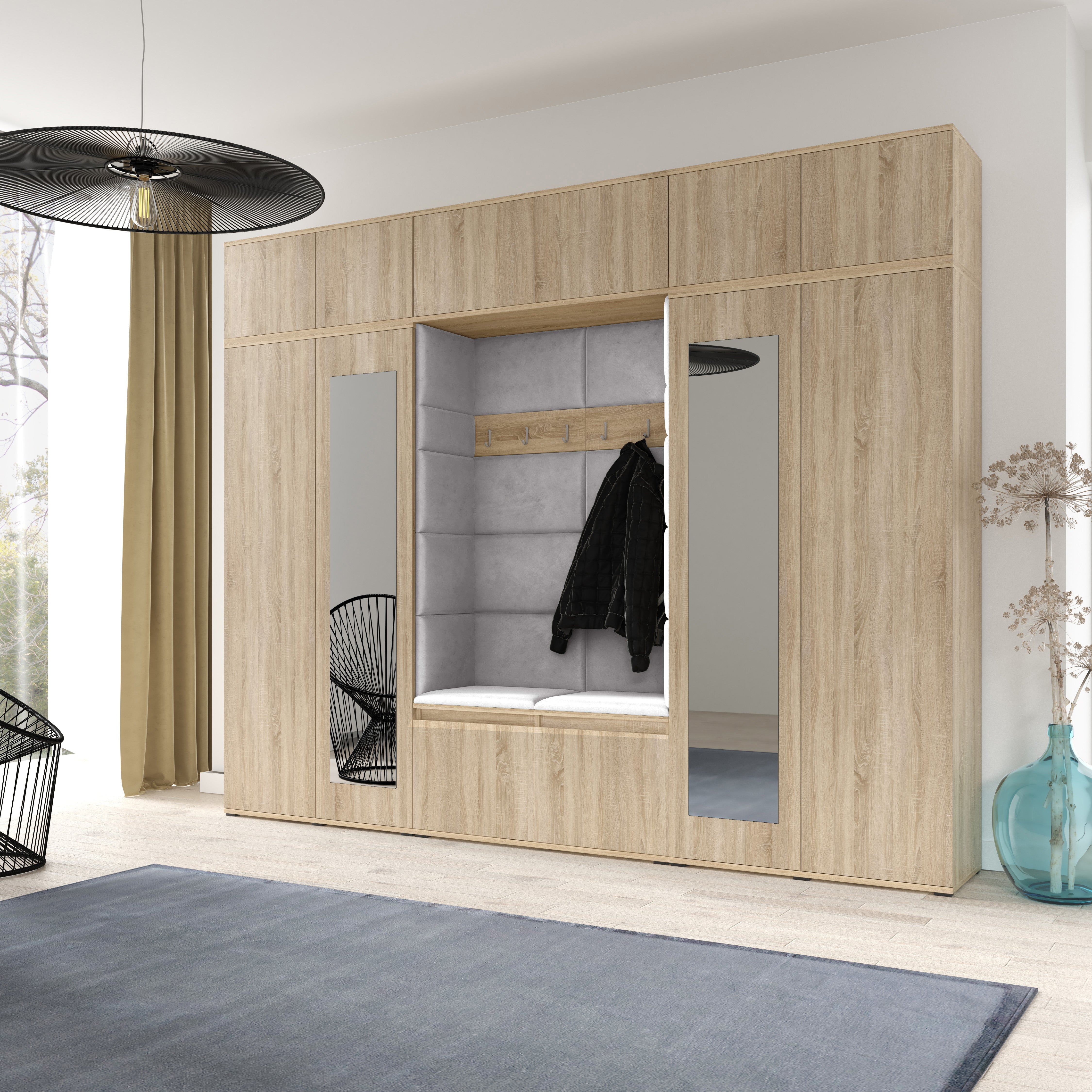 PK Emi 17 Hallway Sonoma Oak- Upholstered Panels in Various Colours