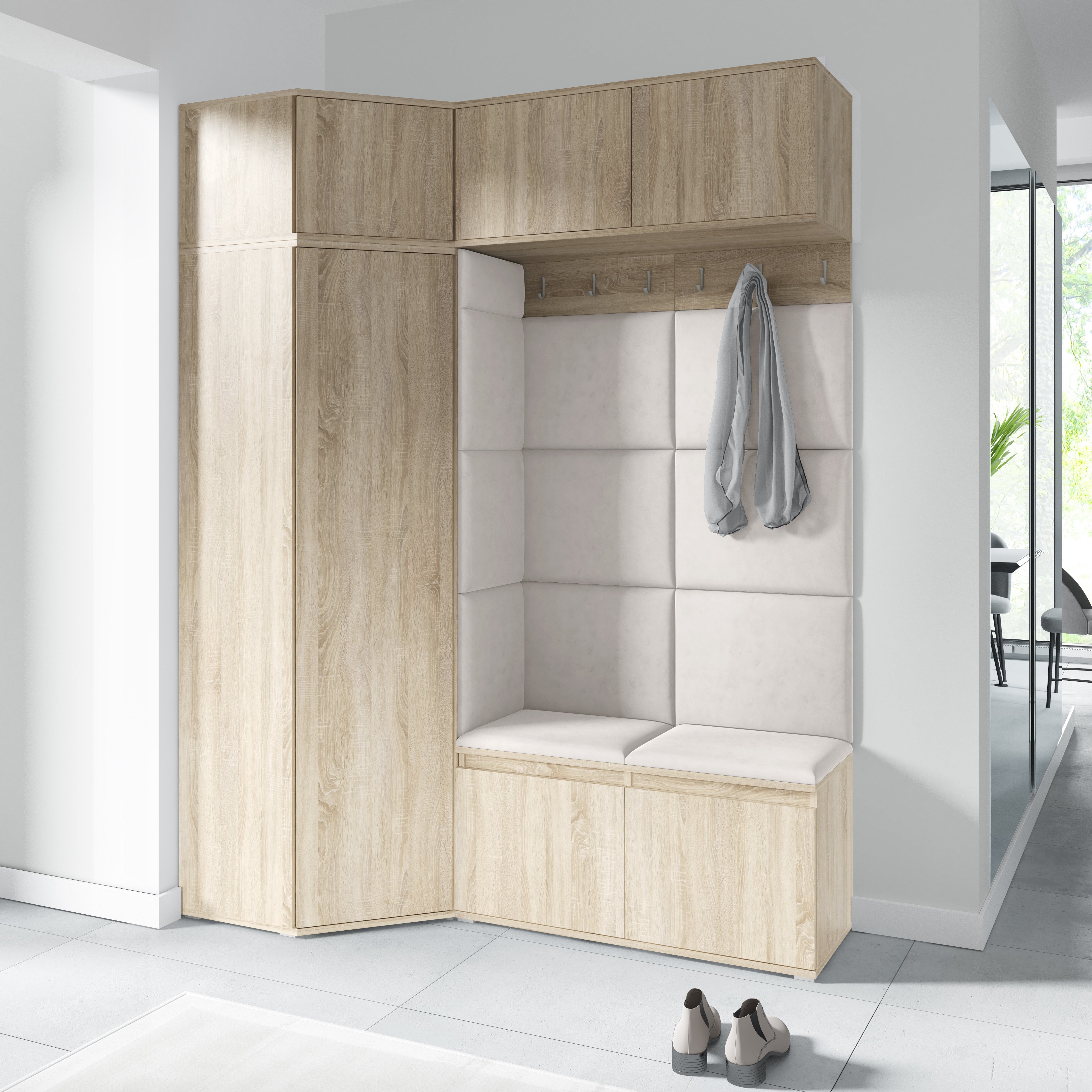 PK Emi 38 Hallway Wardrobe Sonoma Oak - Upholstered Panels in Various Colours