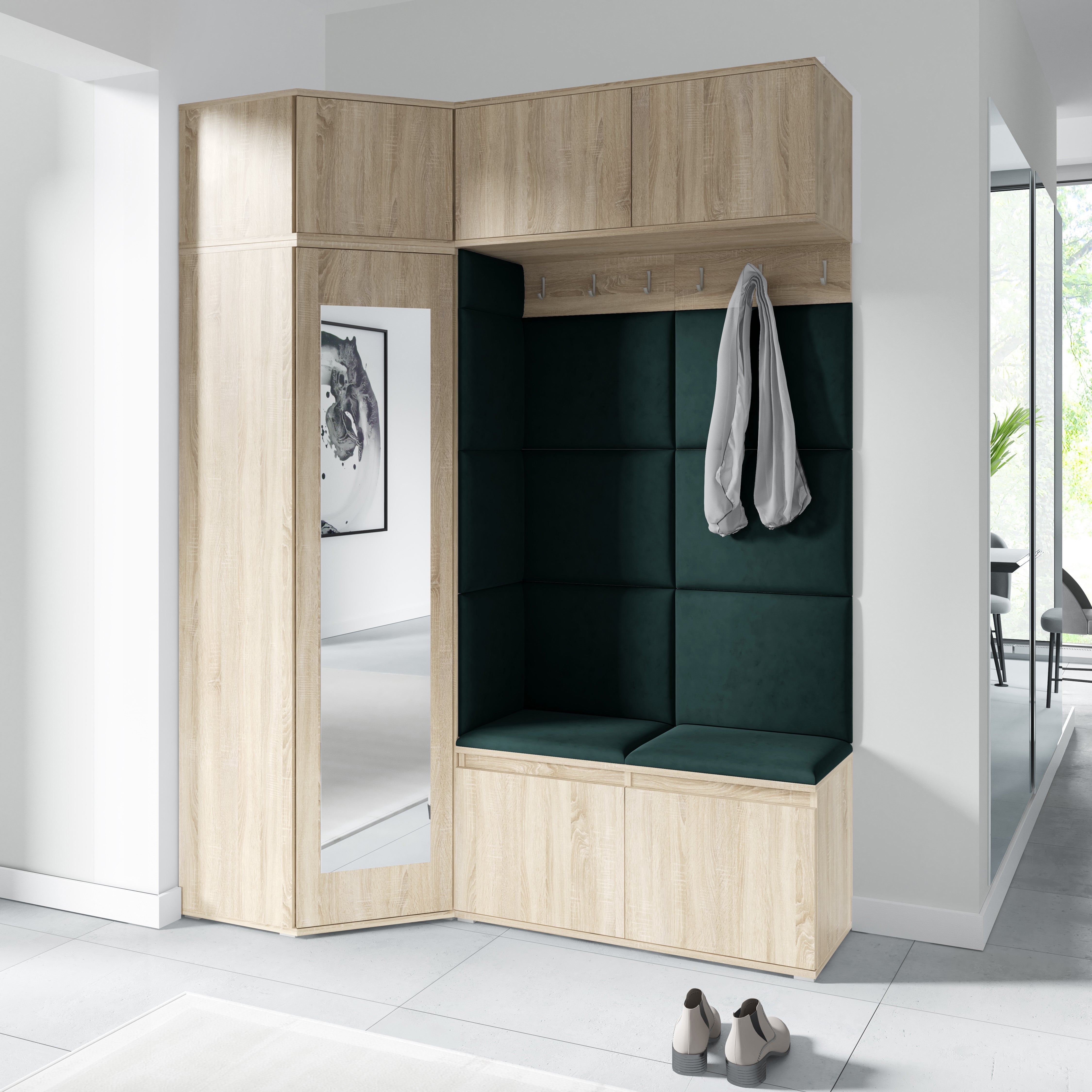 PK Emi 38 Hallway Wardrobe Sonoma Oak - Upholstered Panels in Various Colours