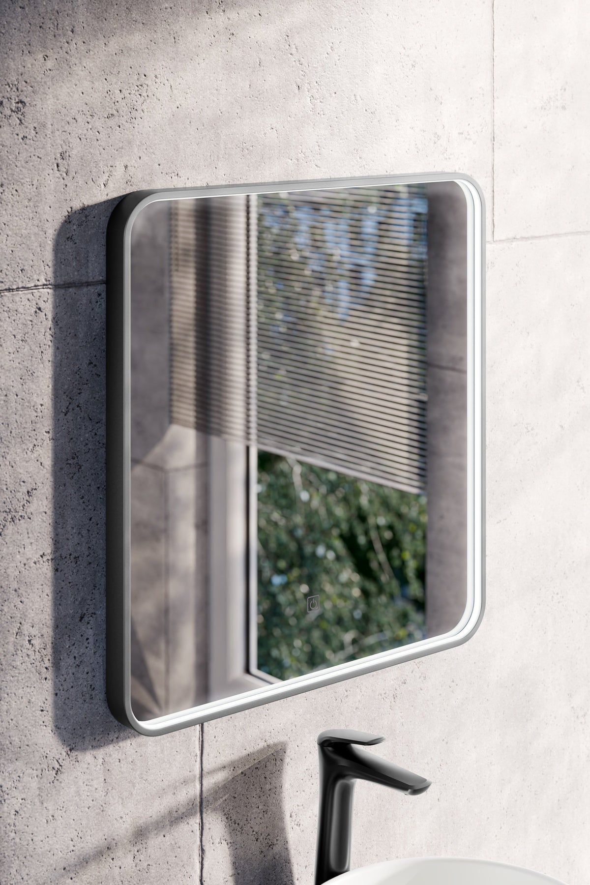 Vega LU LED 60 – Rectangular LED Bathroom Mirror with Black Frame, 60 × 65 cm