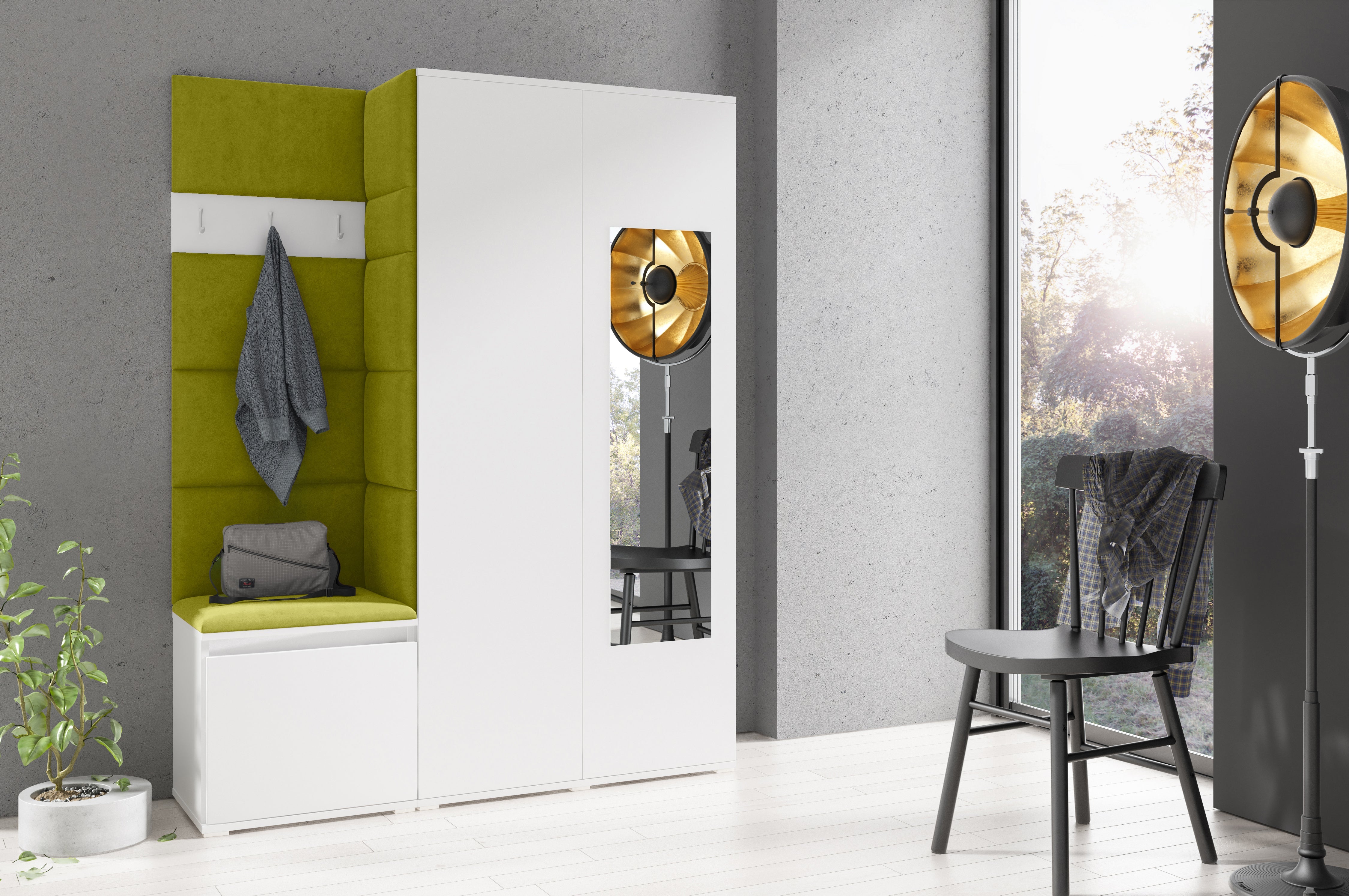 PK Emi 11 Hallway Wardrobe White - Upholstered Panels in Various Colours