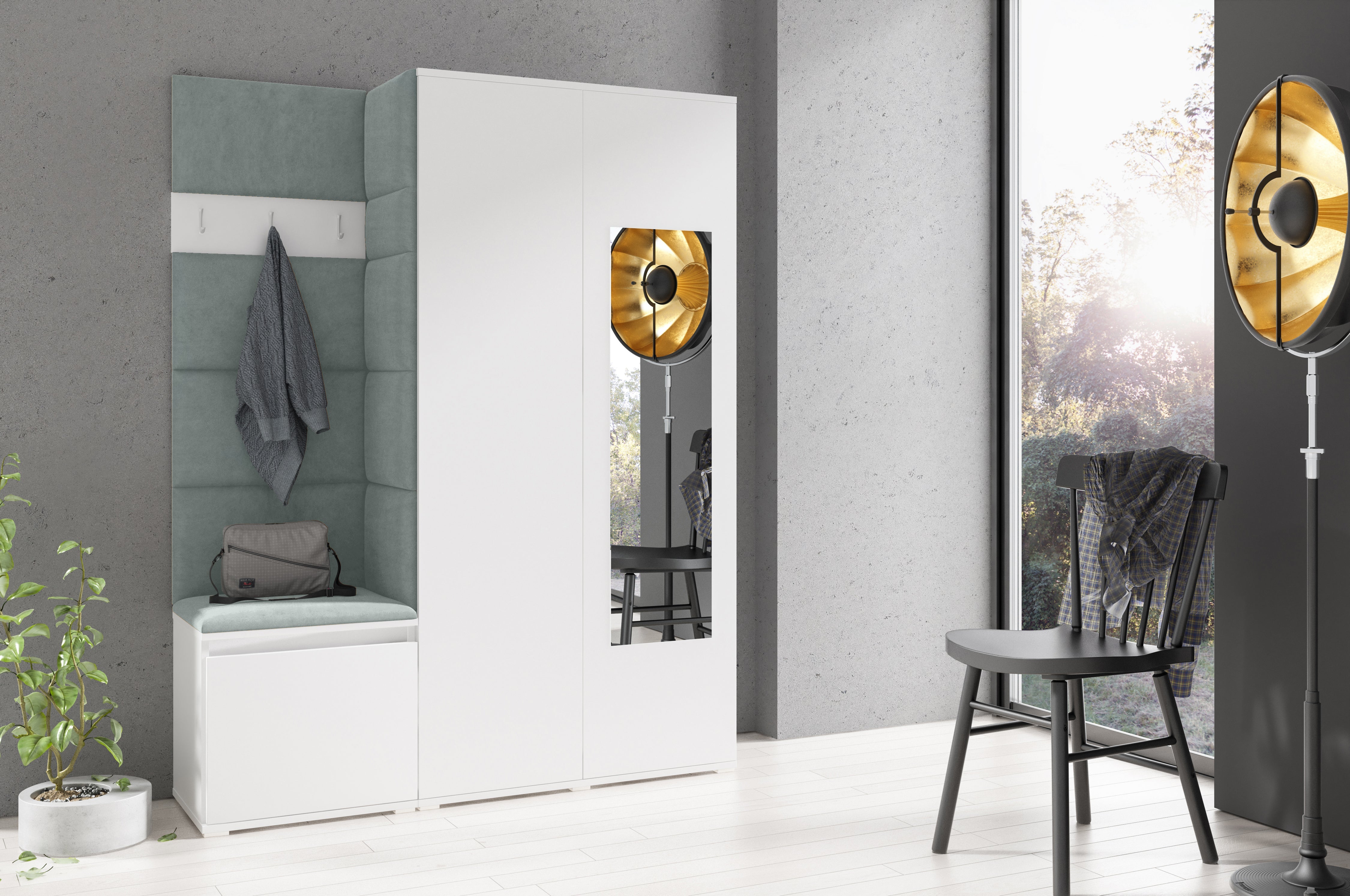 PK Emi 11 Hallway Wardrobe White - Upholstered Panels in Various Colours