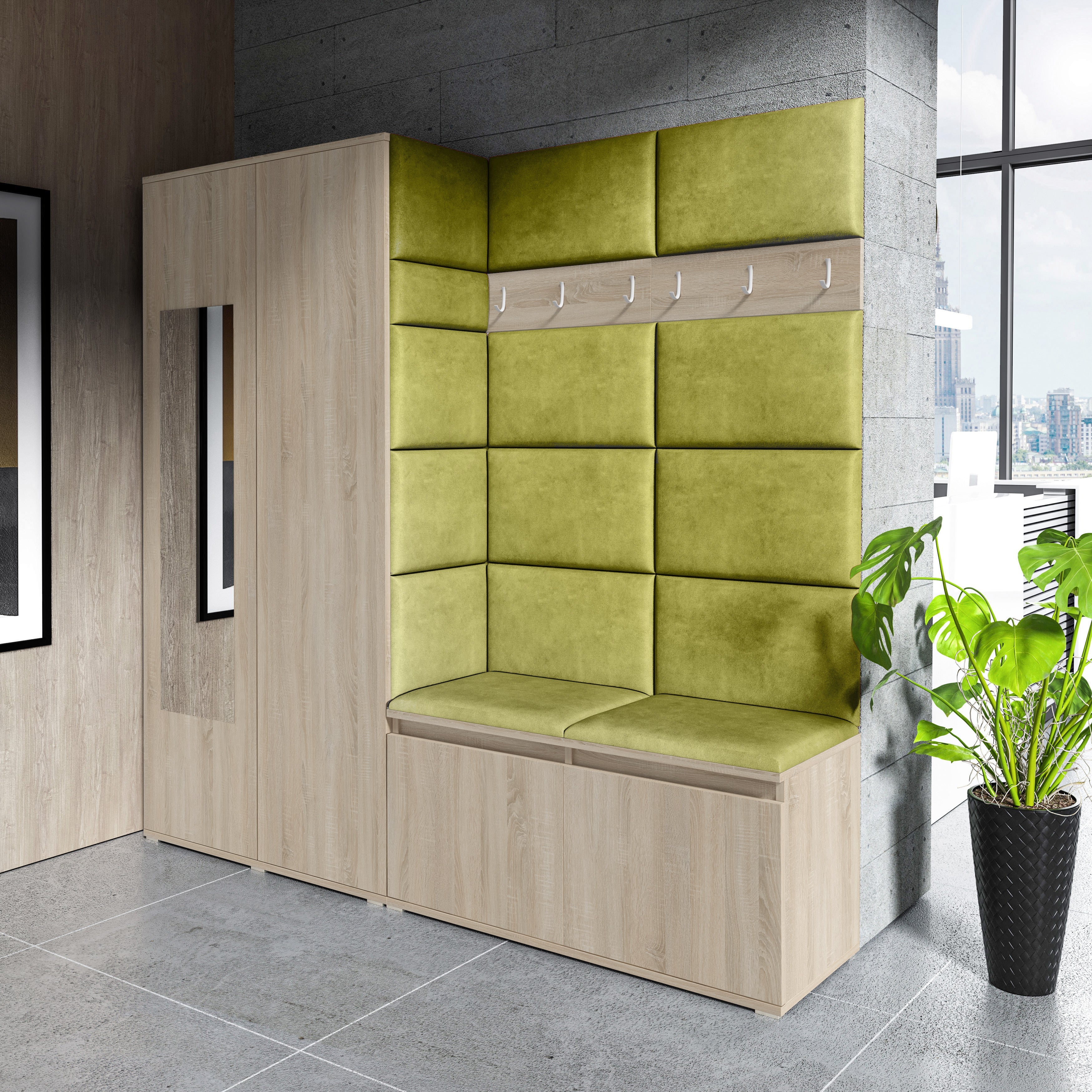 PK Emi 8 Flurgarderobe Sonoma - Polsterpaneele in verschiedenen Farben