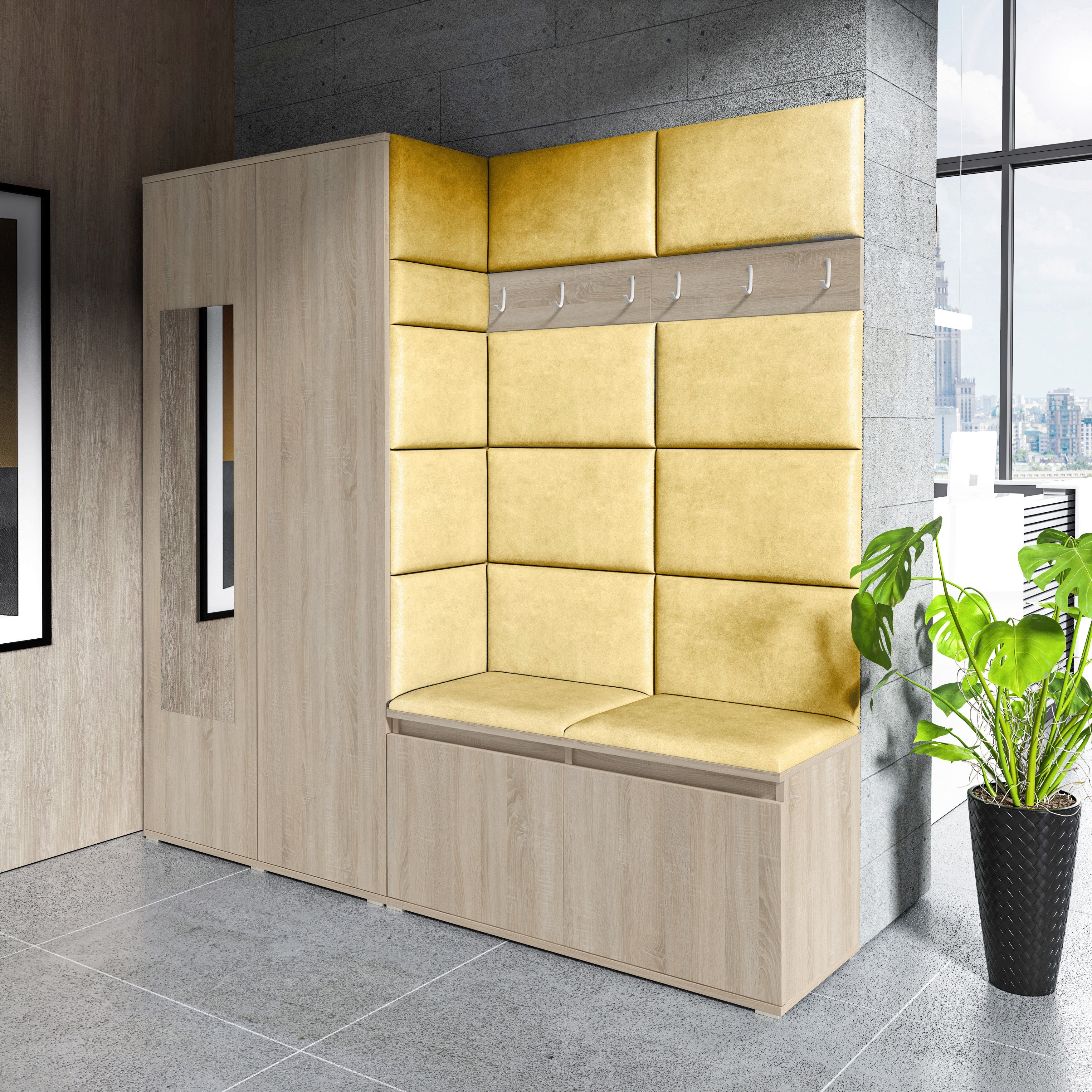 PK Emi 8 Flurgarderobe Sonoma - Polsterpaneele in verschiedenen Farben