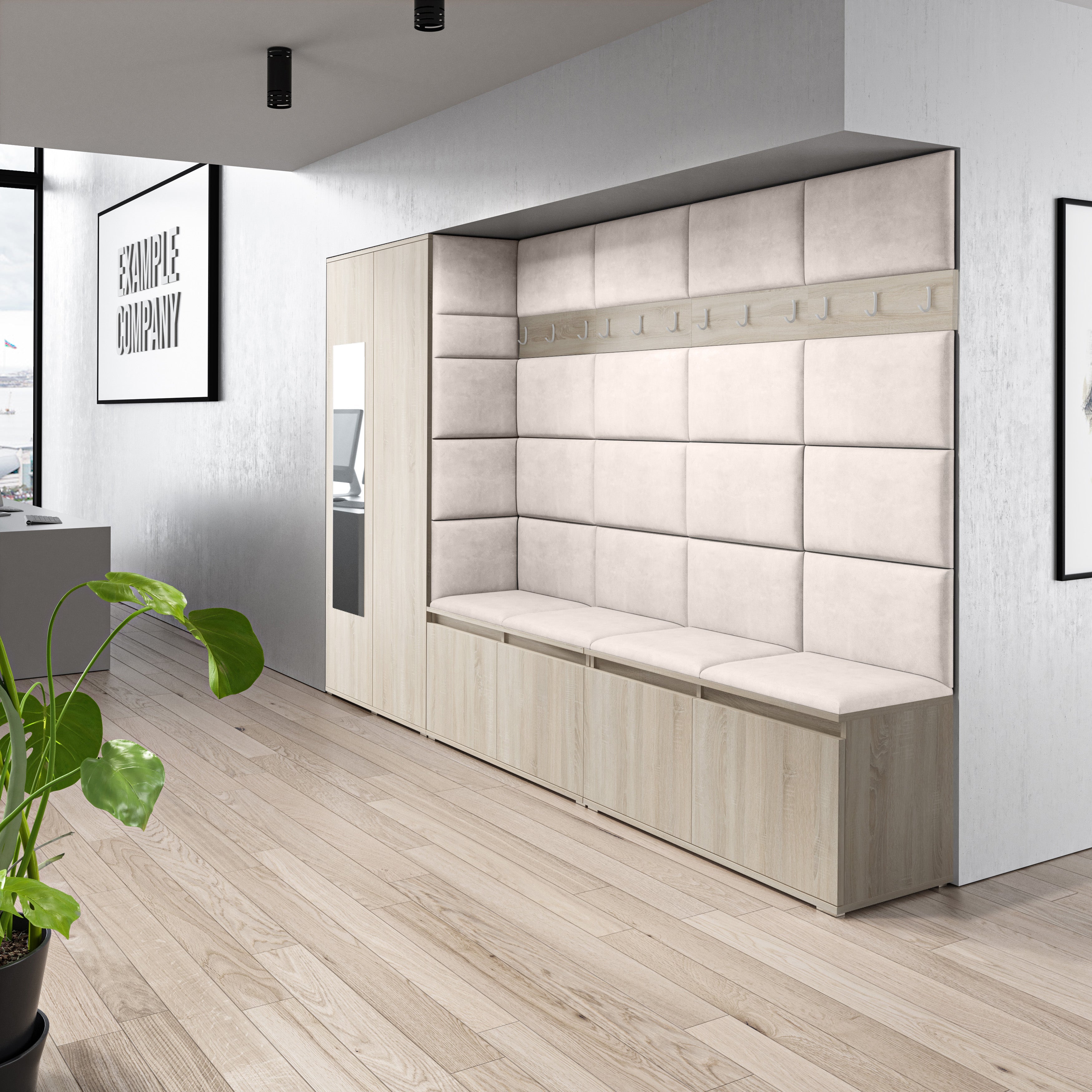 PK Emi 9 Hallway Wardrobe Sonoma Oak - Upholstered Panels in Various Colours