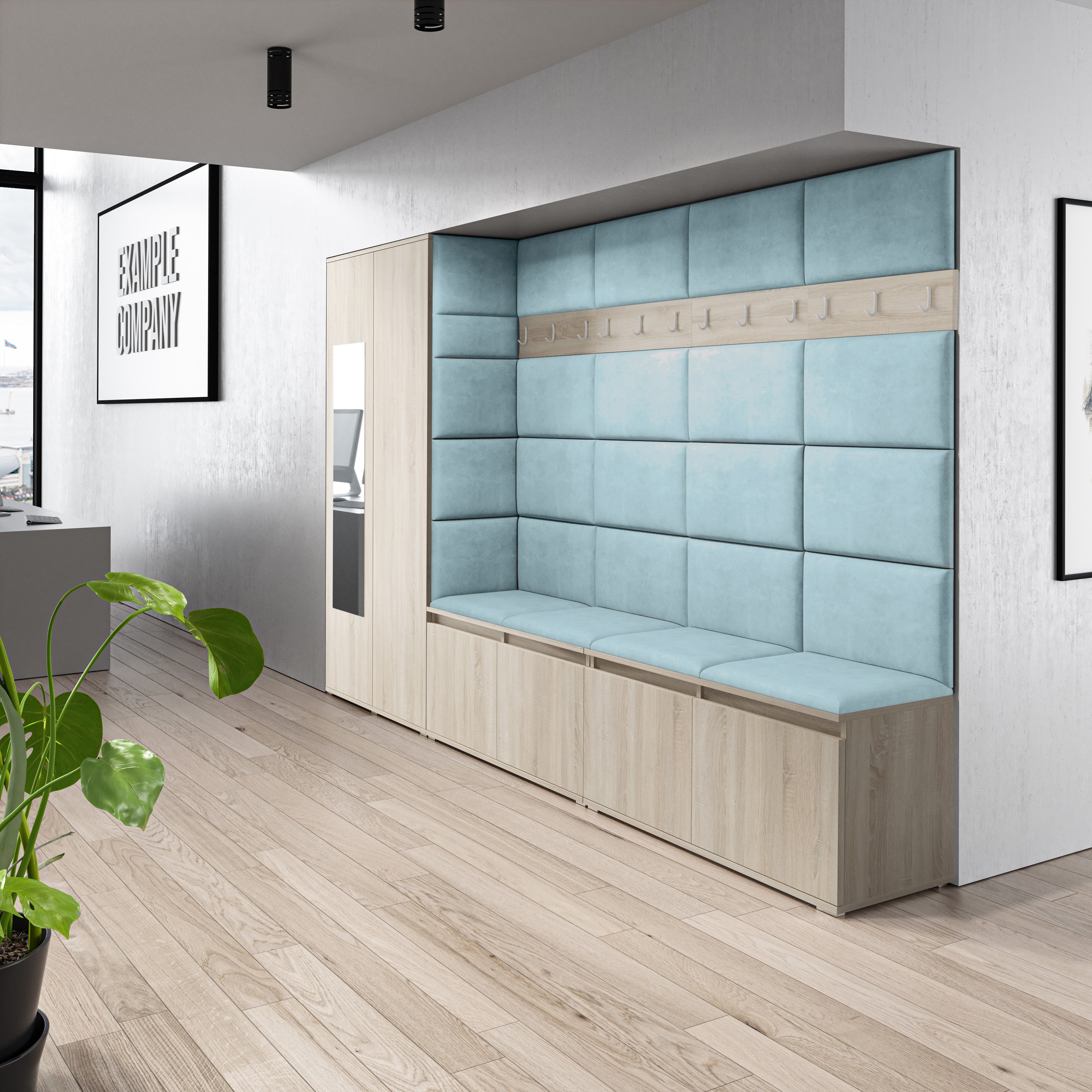 PK Emi 9 Hallway Wardrobe Sonoma Oak - Upholstered Panels in Various Colours