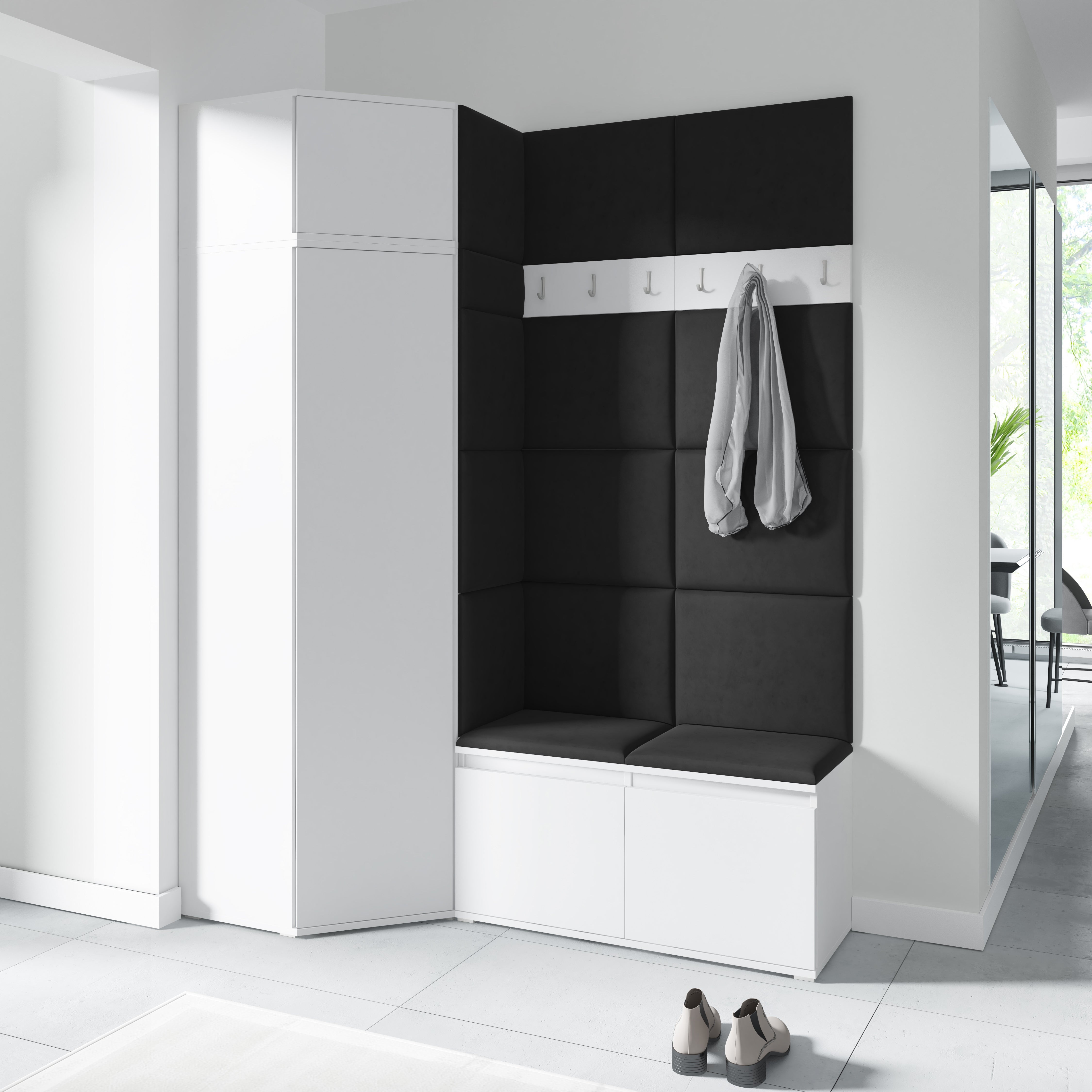 PK Emi 37 Hallway Wardrobe White - Upholstered Panels in Various Colours