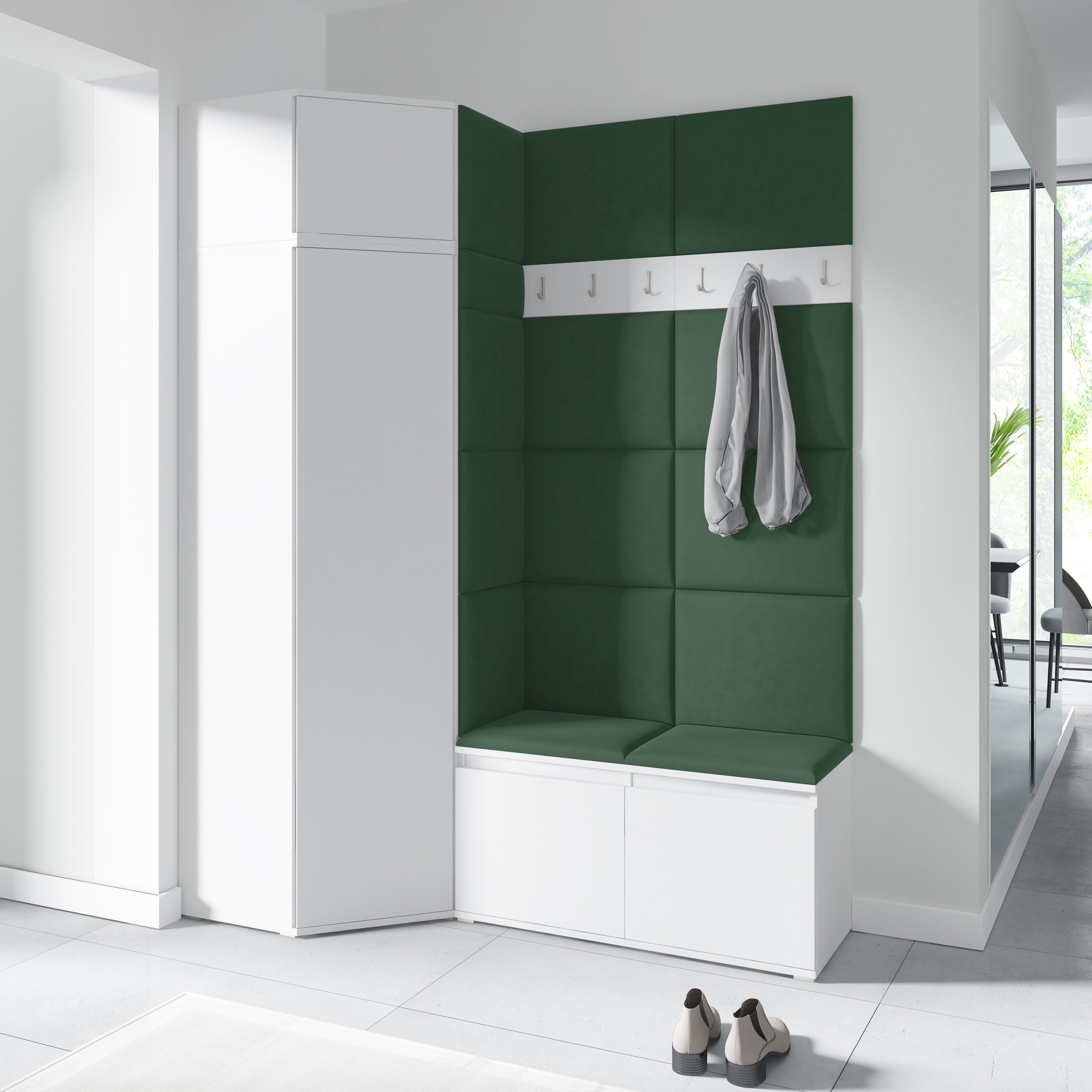 PK Emi 37 Hallway Wardrobe White - Upholstered Panels in Various Colours