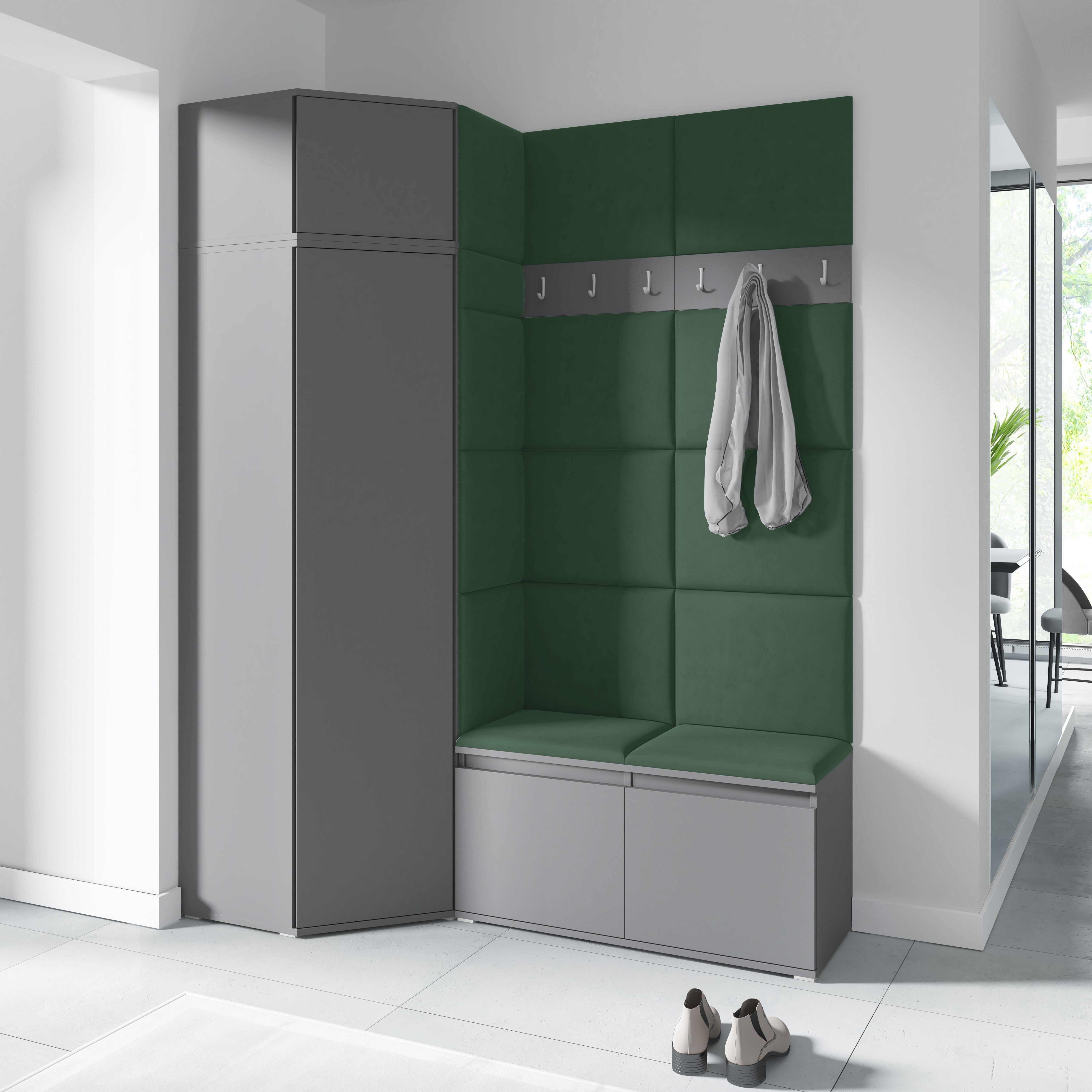 PK Emi 37 Hallway Wardrobe Graphite - Upholstered Panels in Various Colours