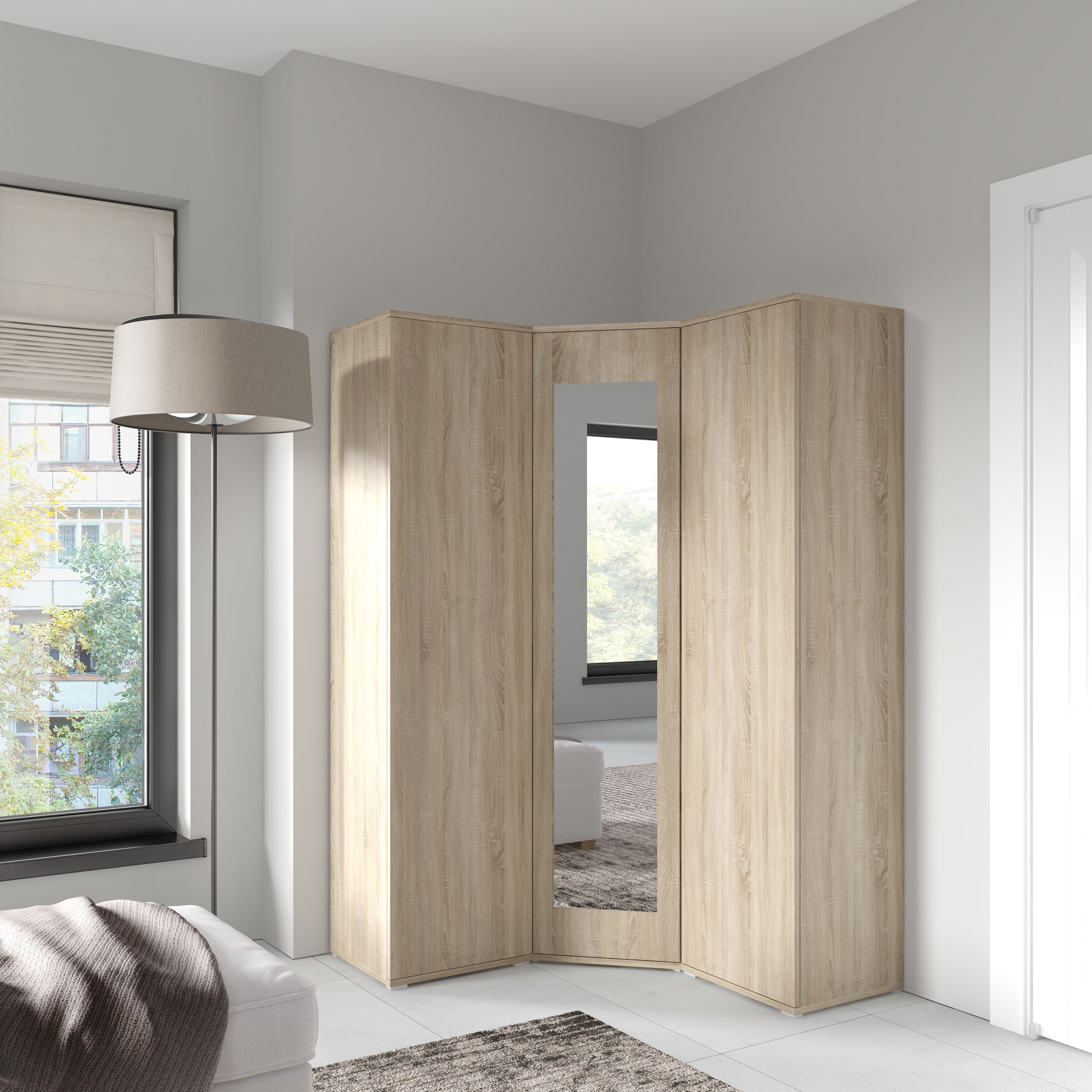 PK Emi 40 Hallway Wardrobe White/ Sonoma Oak/Graphite/Aristan Oak-Black